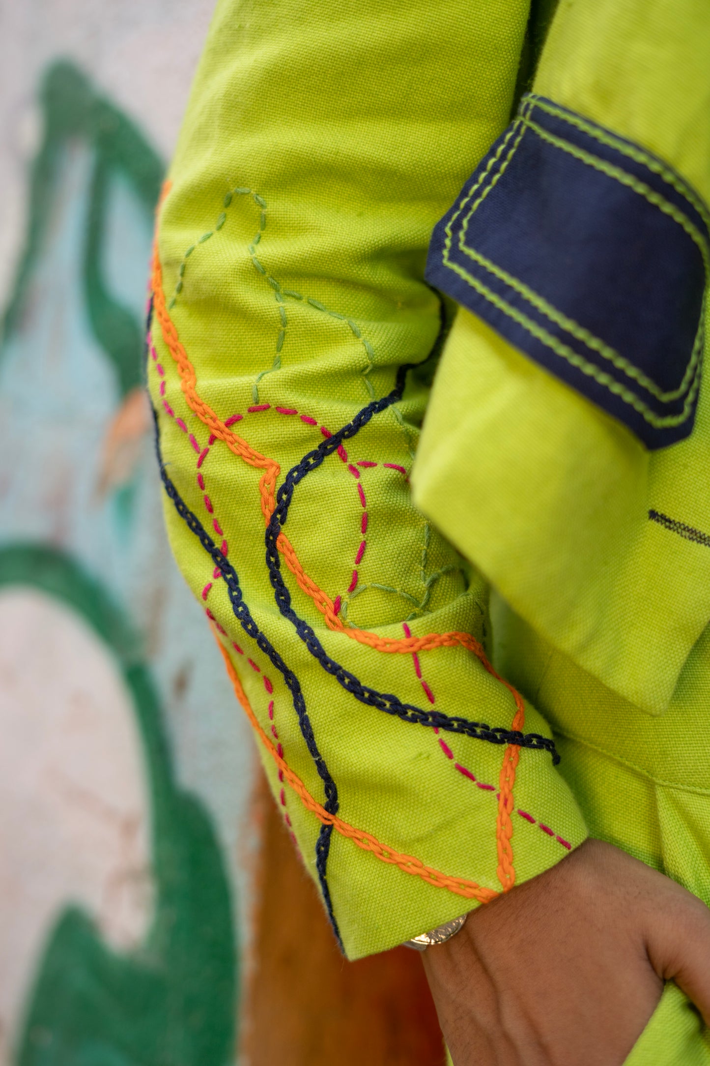 Cropped Blazer Kantha Sleeve Detail