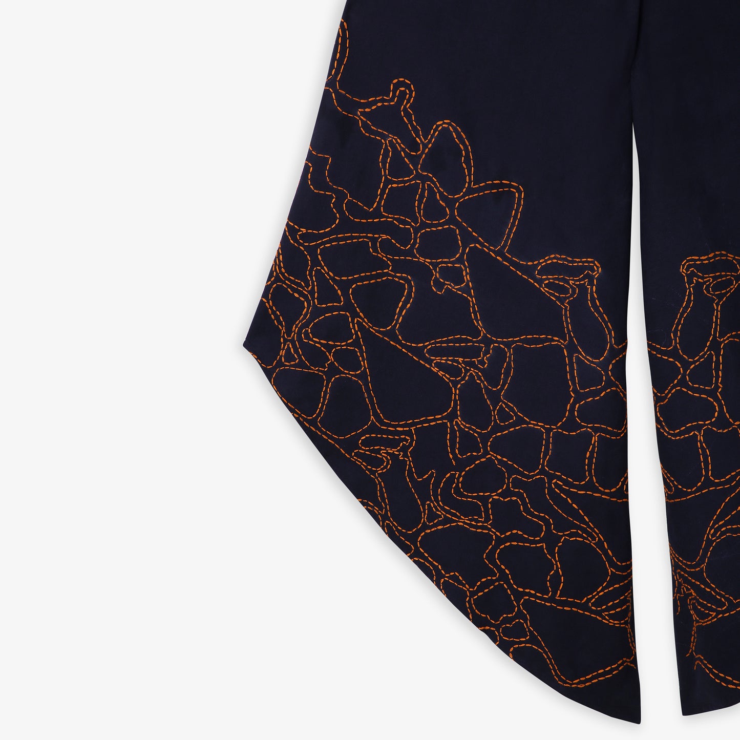 Asymmetric Embroidered Flare Pants