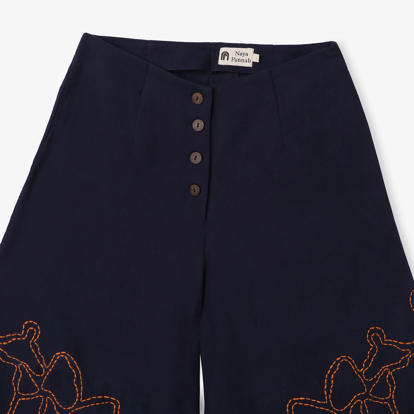 Asymmetric Embroidered Flare Pants