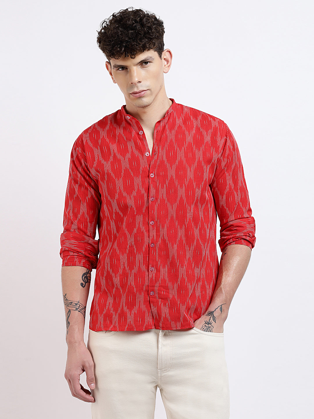 POCHAMPALLY IKAT - RED/IVORY