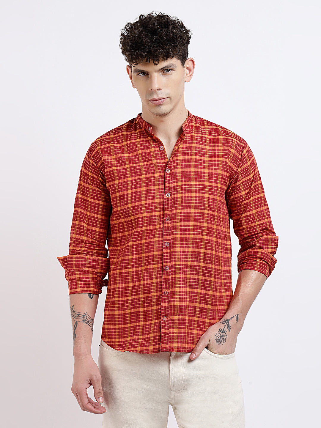MADRAS CHECKS - RUST/AMBER