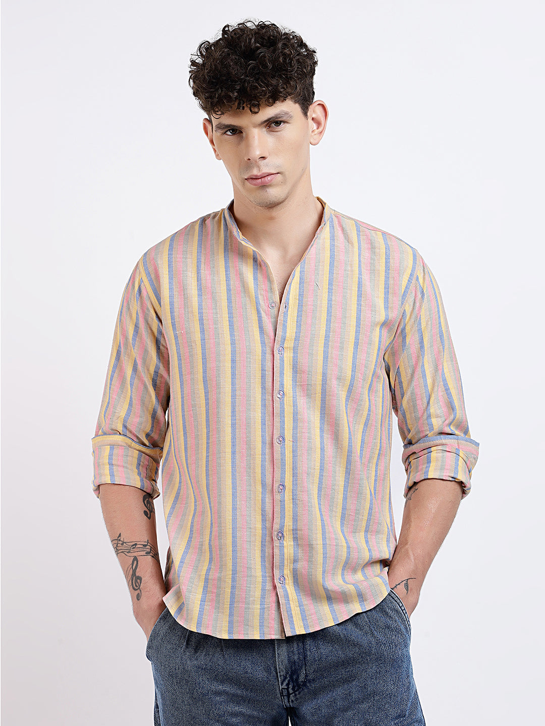 MURSHIDABAD STRIPES - YELLOW/MULTI