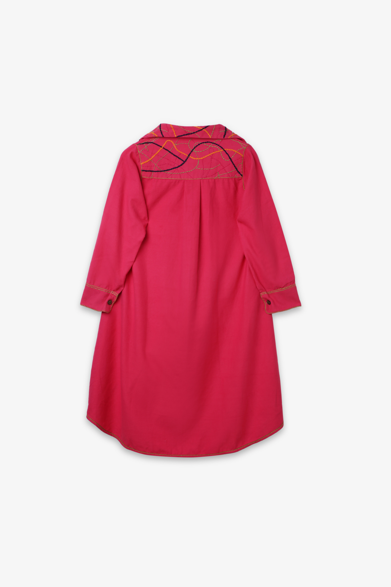 Embroidered Collar High-Low Shirt