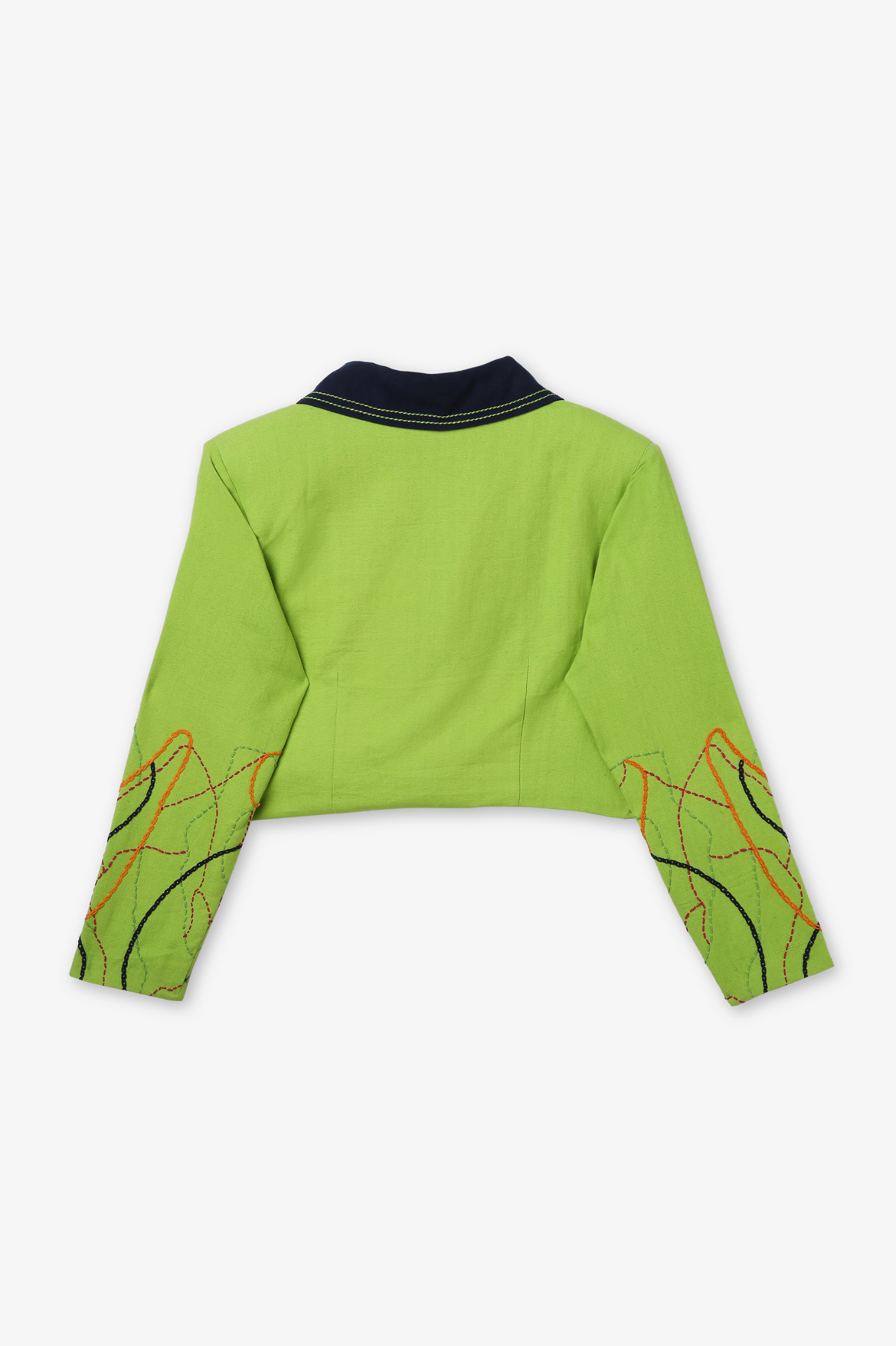 Cropped Blazer Kantha Sleeve Detail