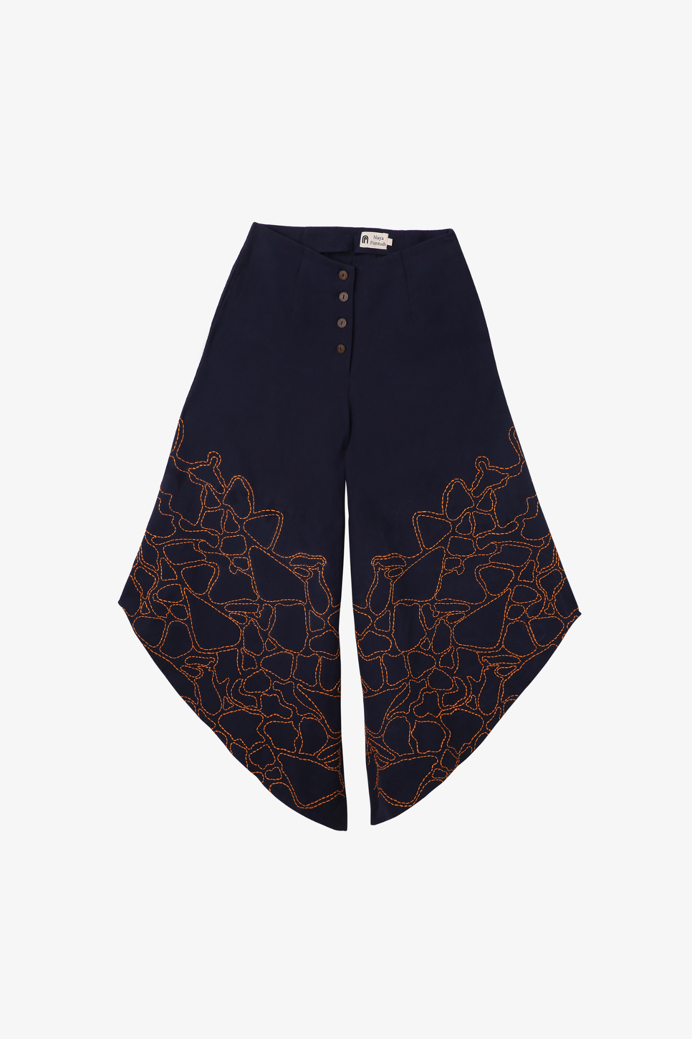 Asymmetric Embroidered Flare Pants