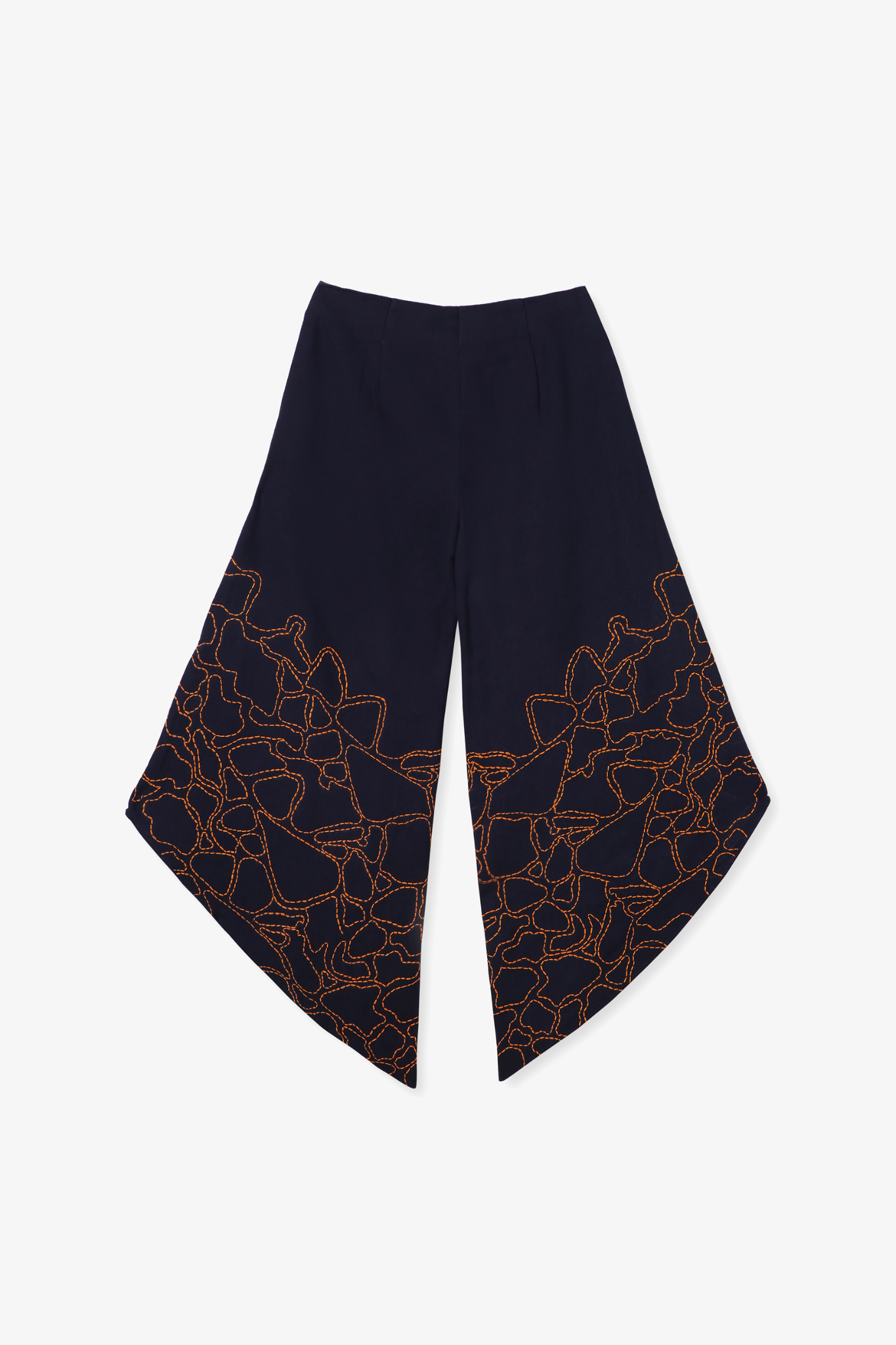Asymmetric Embroidered Flare Pants