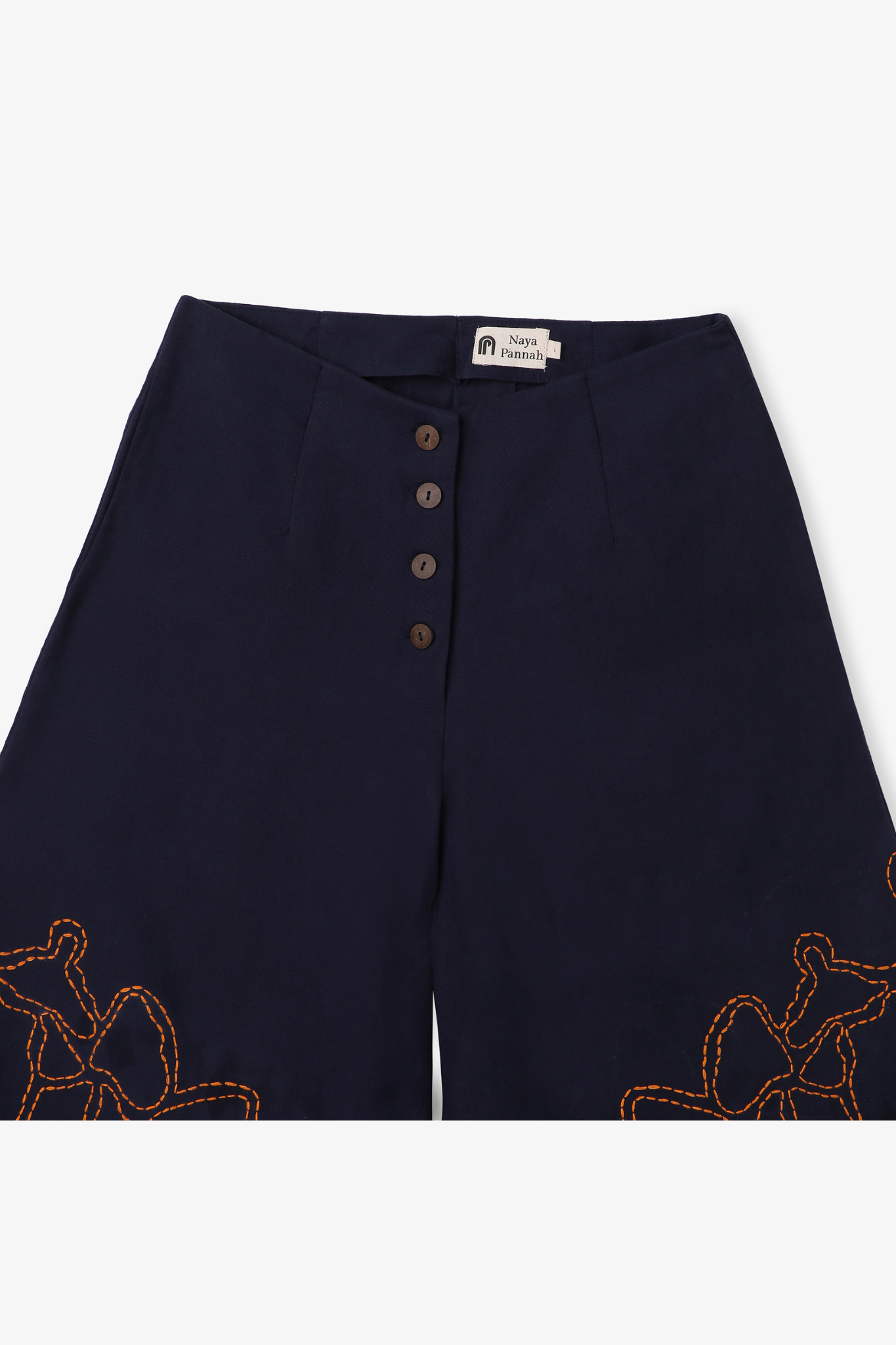 Asymmetric Embroidered Flare Pants