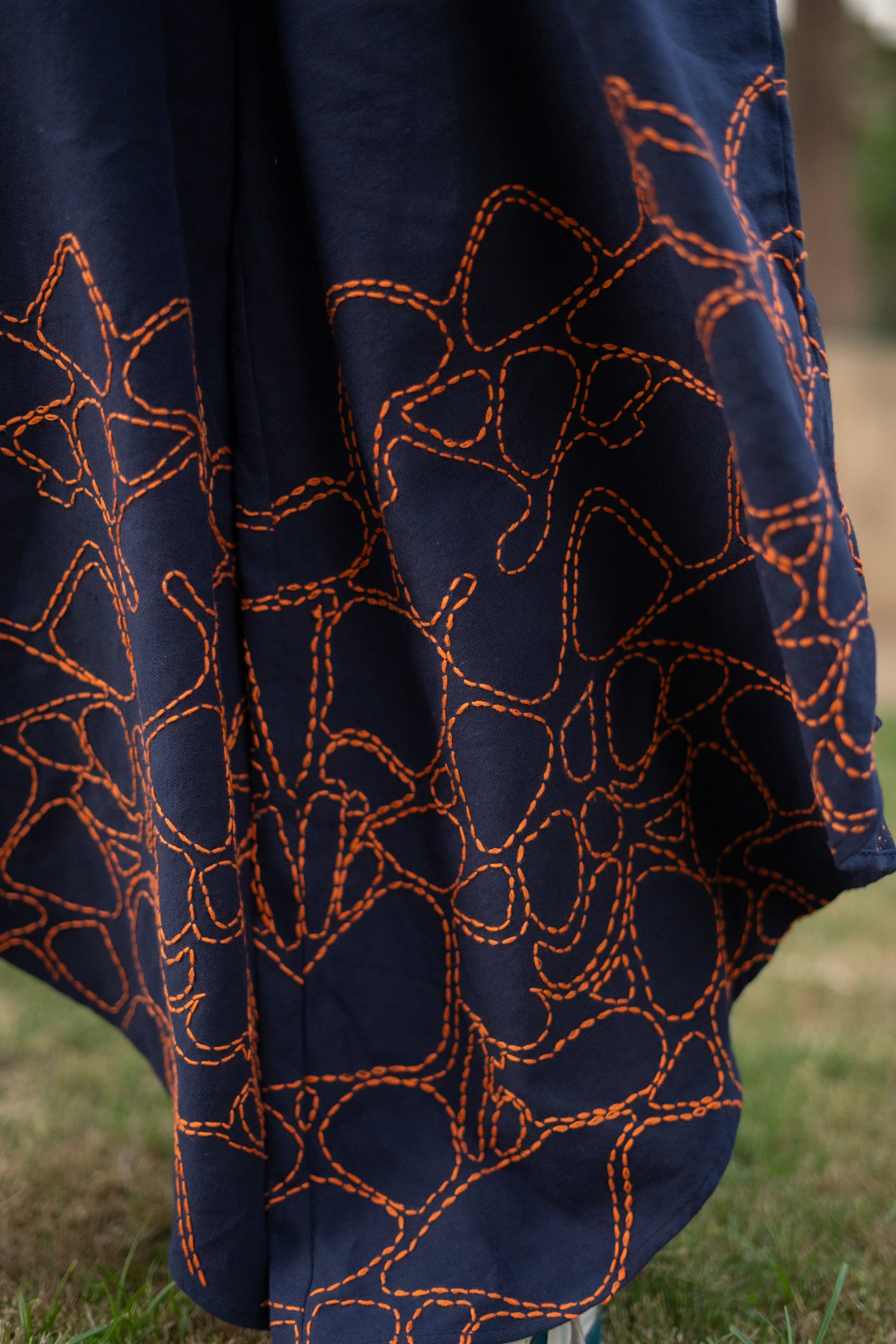 Asymmetric Embroidered Flare Pants