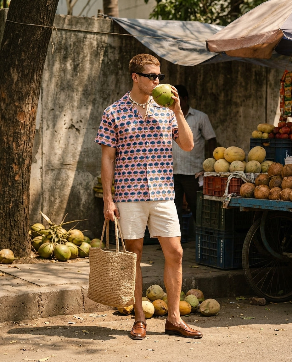 Champa Bazaar Camp Shirt - Sanganeri Block Print