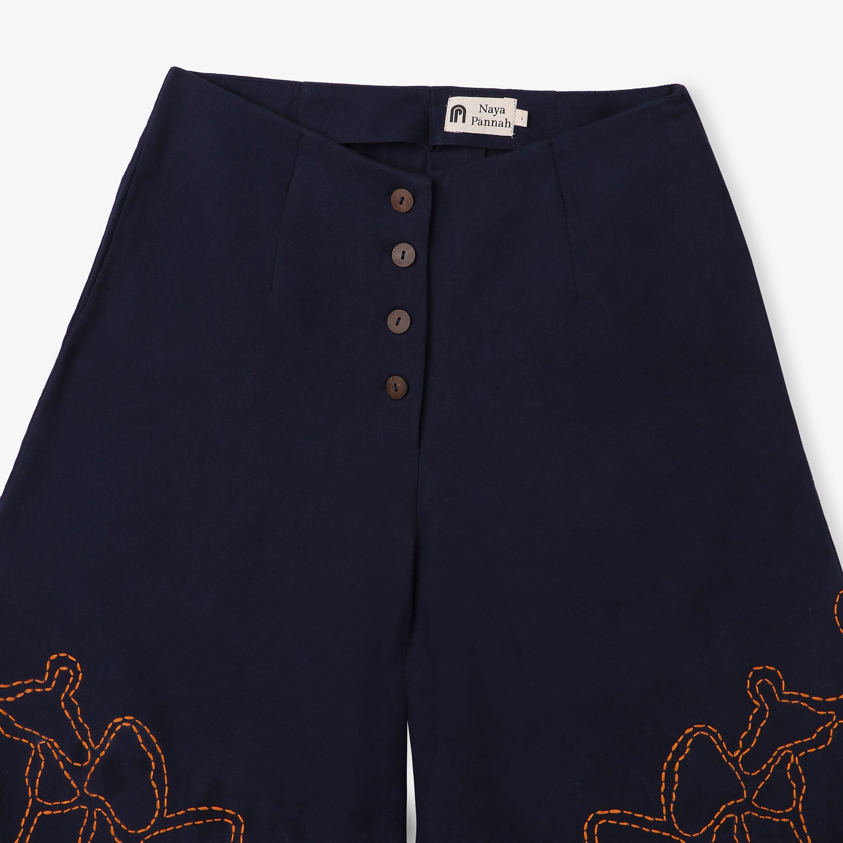 Asymmetric Embroidered Flare Pants