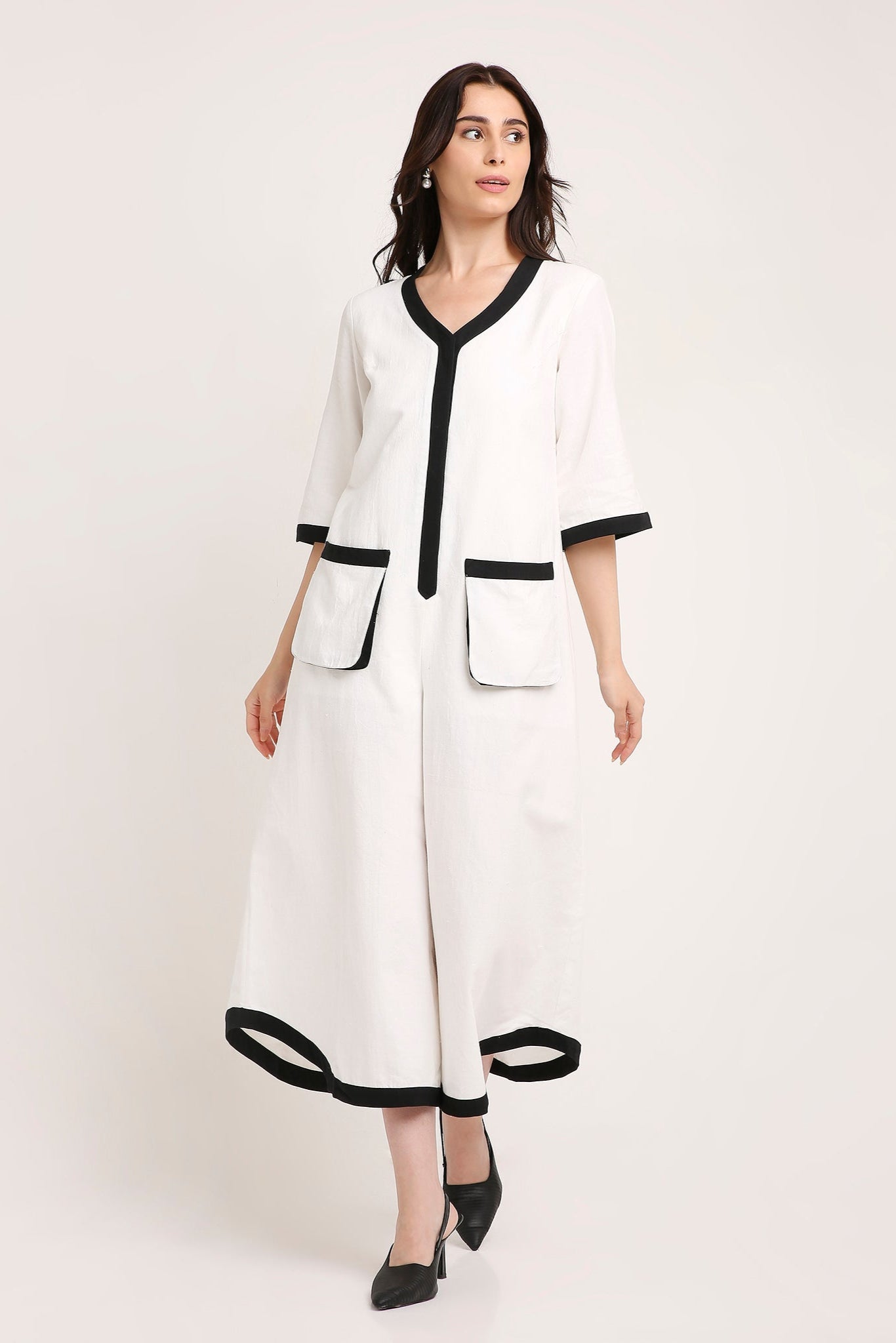 GRAPHIC MONOCHROME RELAXED JUMPSUIT