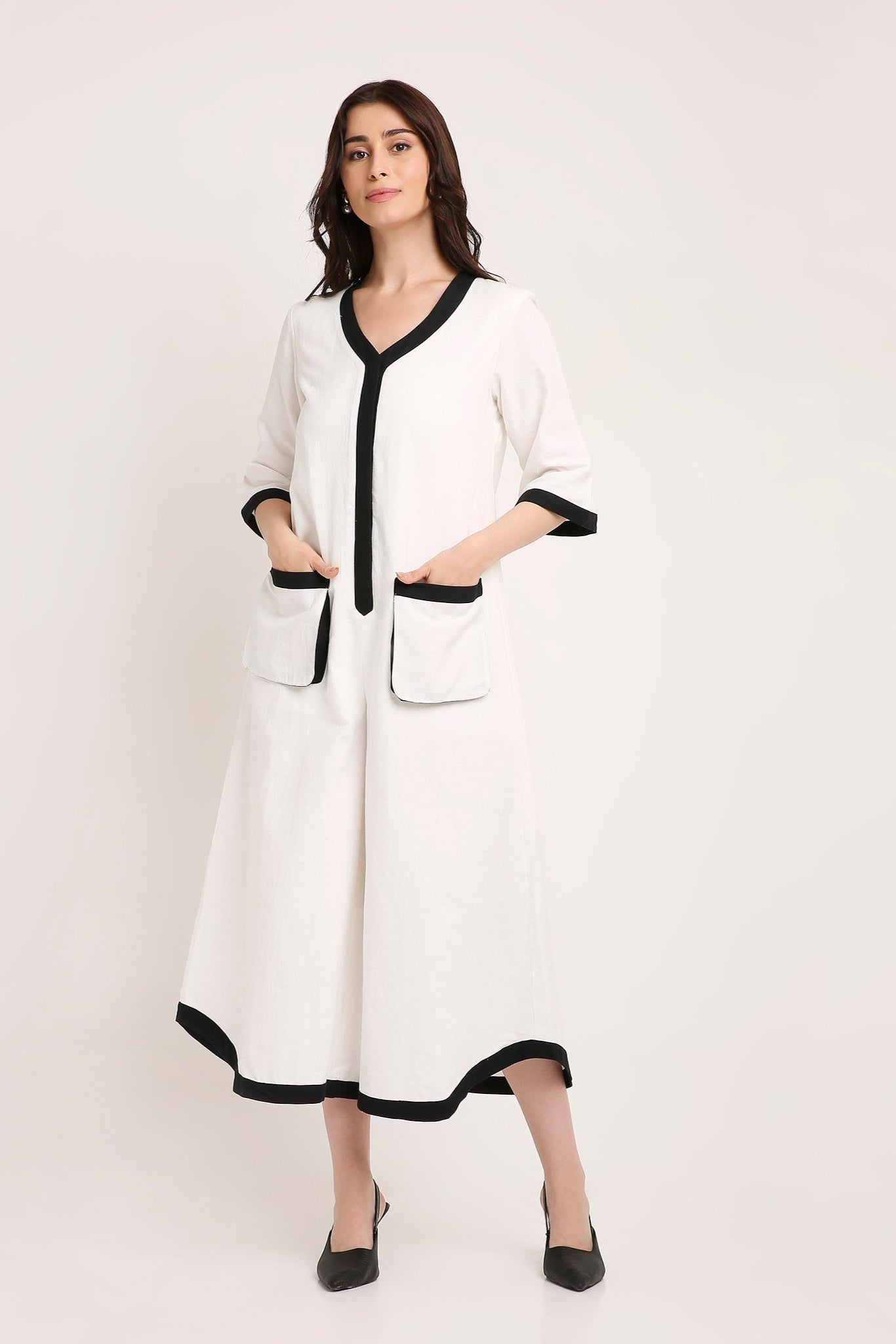 GRAPHIC MONOCHROME RELAXED JUMPSUIT