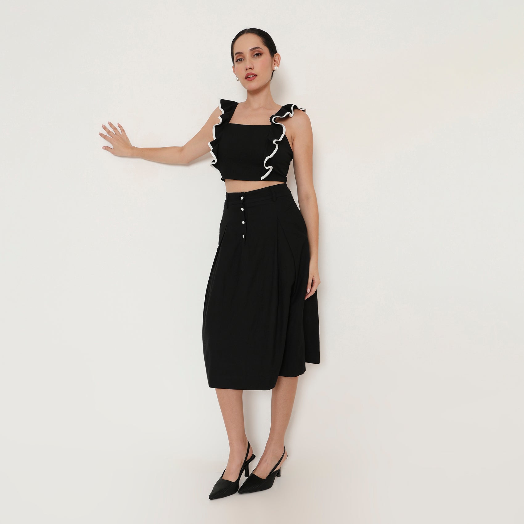 Ruffle Edge Poplin Crop Top