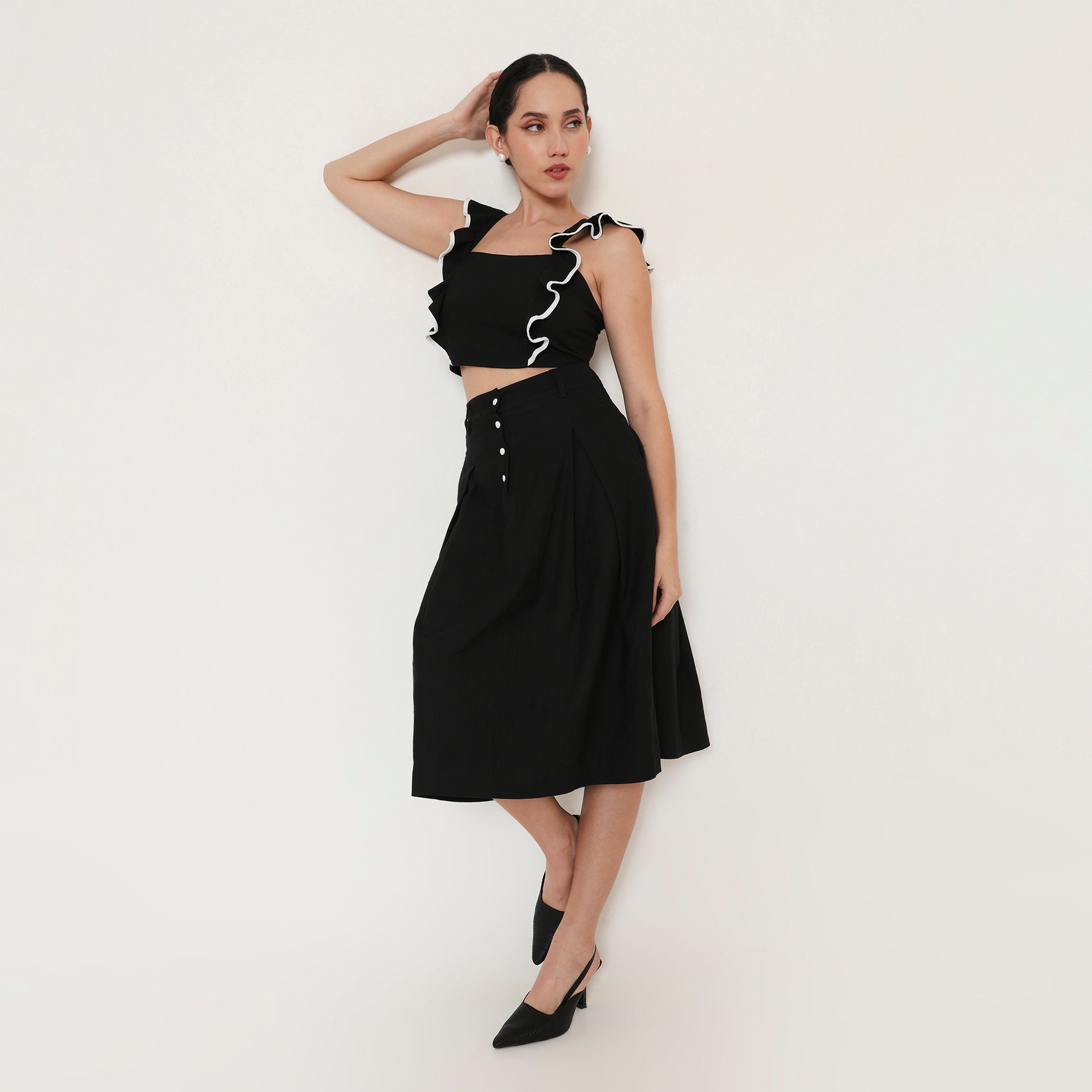 Ruffle Edge Poplin Crop Top
