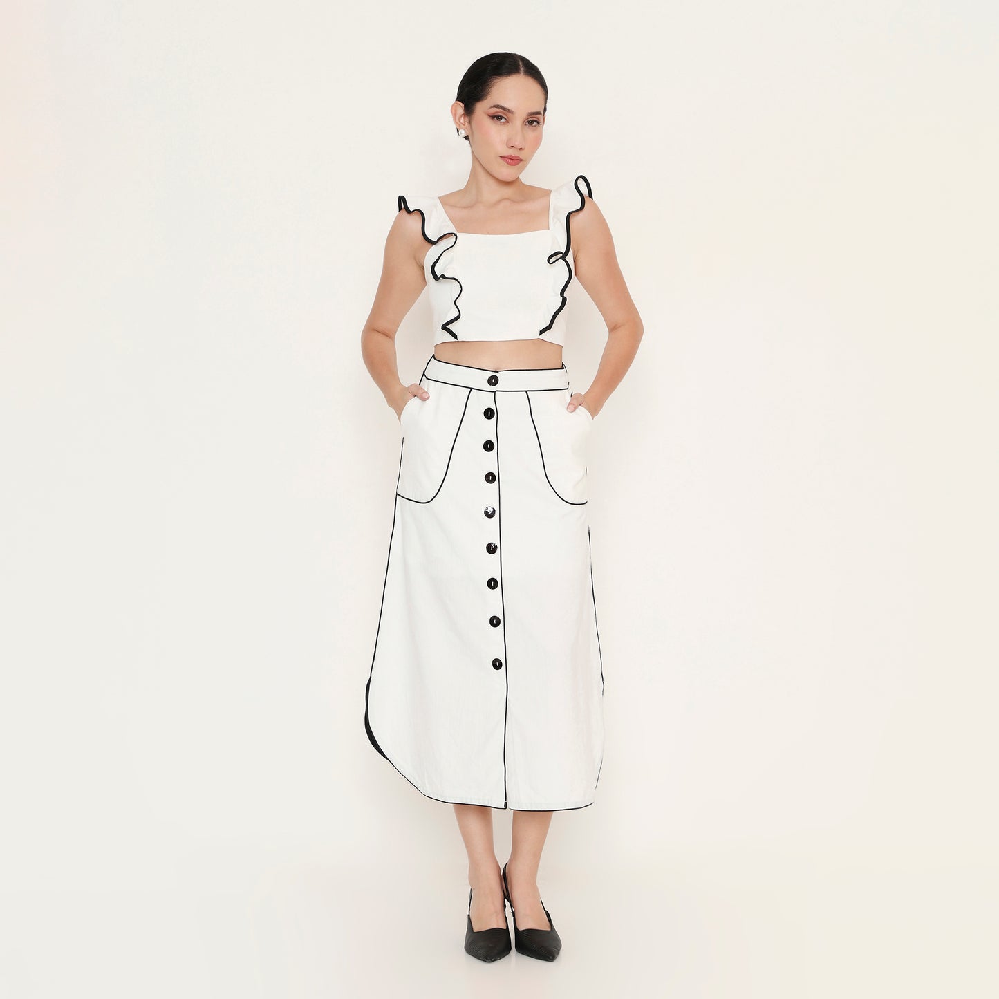 Outline Detail Straight Midi Skirt