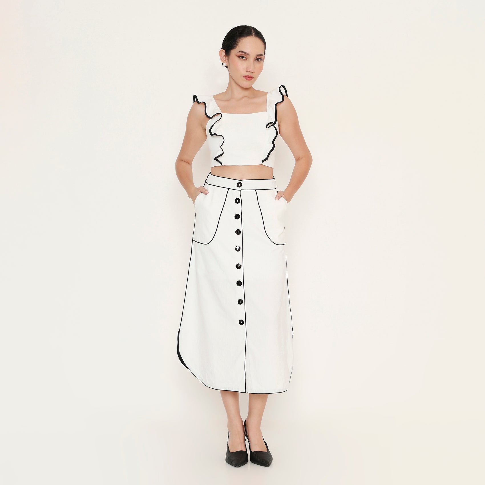 Outline Detail Straight Midi Skirt