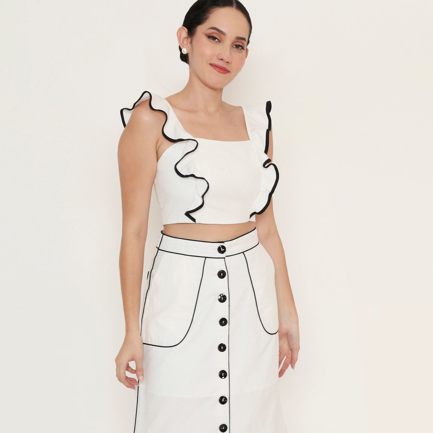 Outline Detail Straight Midi Skirt