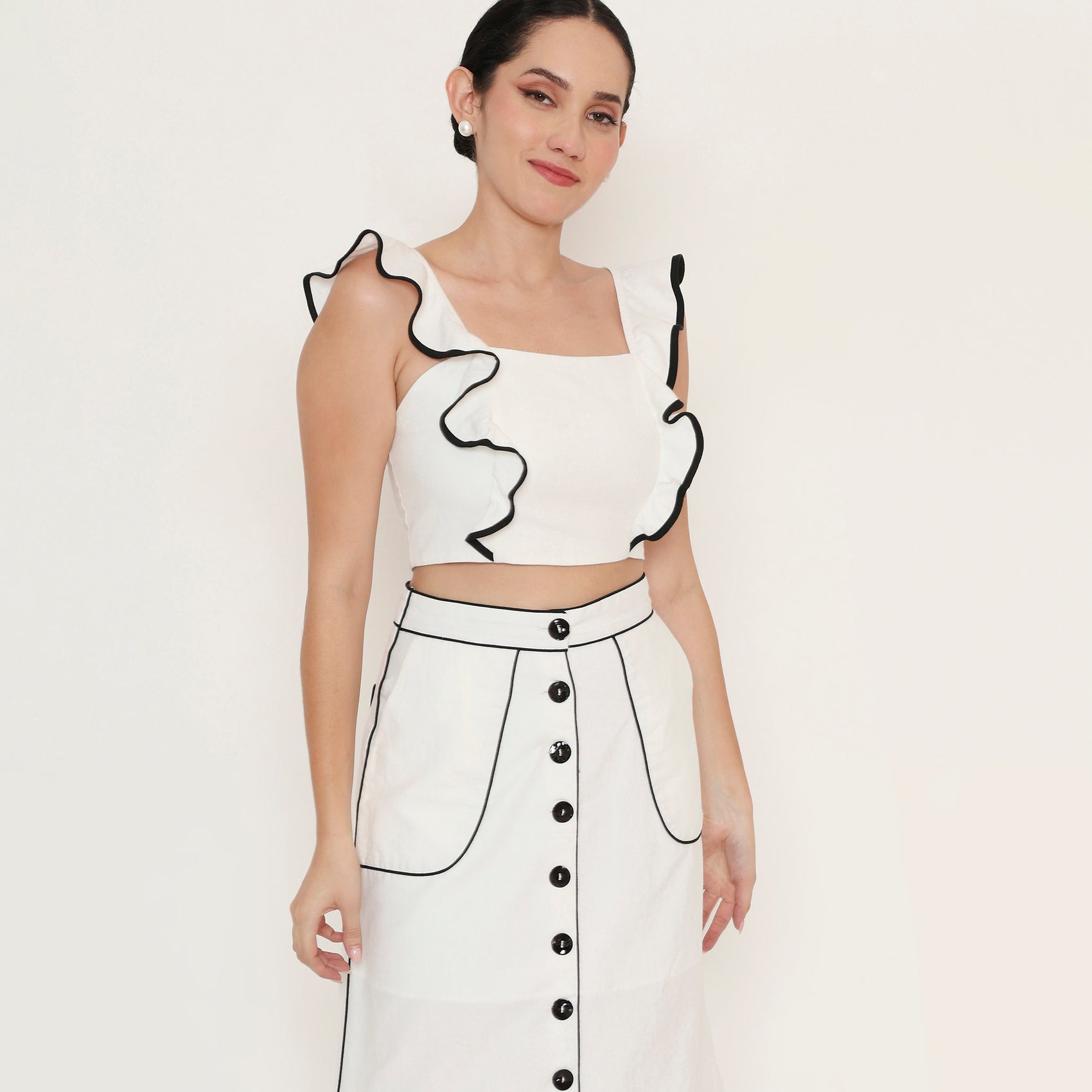 Outline Detail Straight Midi Skirt