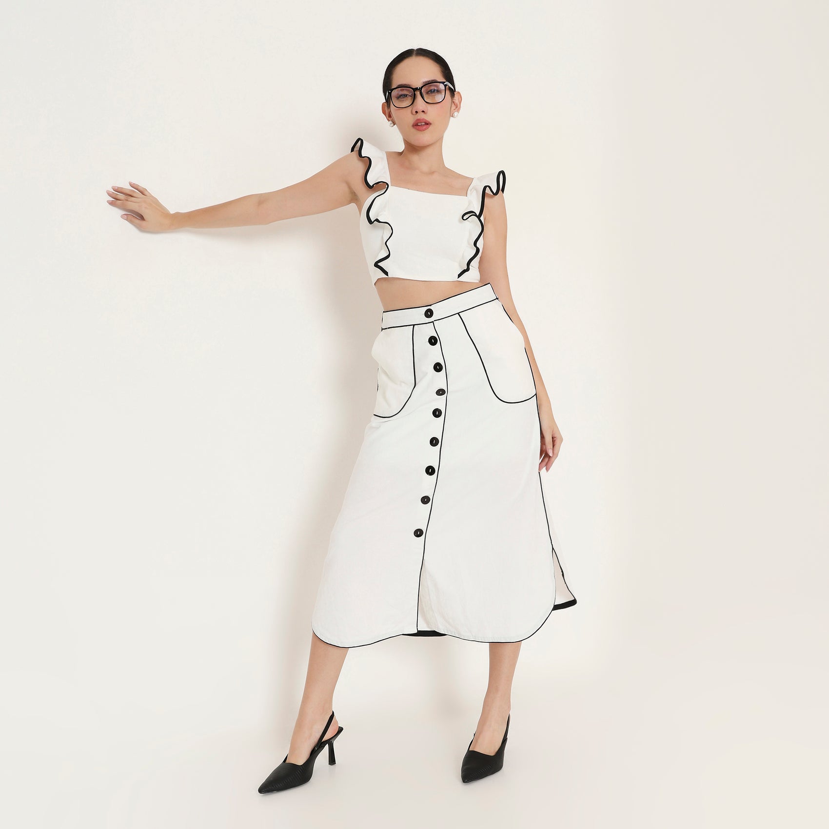 Outline Detail Straight Midi Skirt