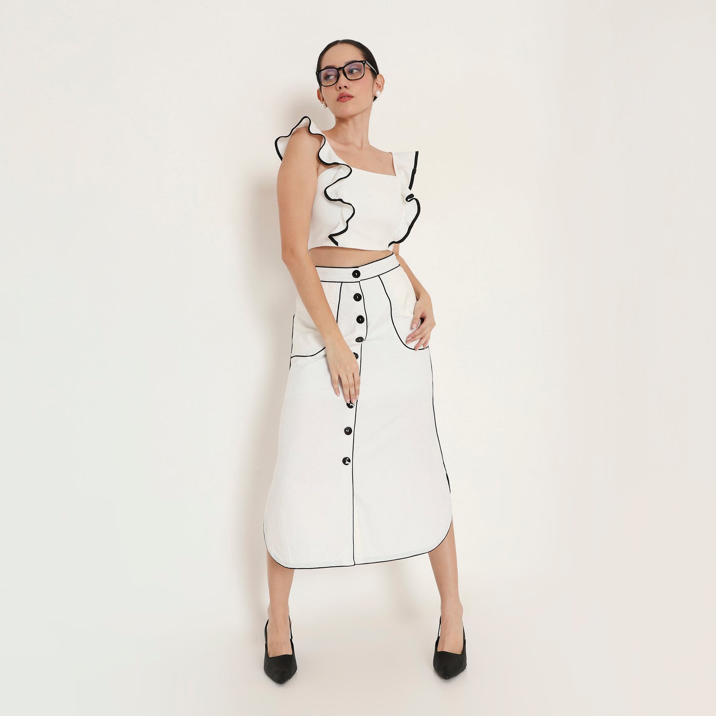 Outline Detail Straight Midi Skirt