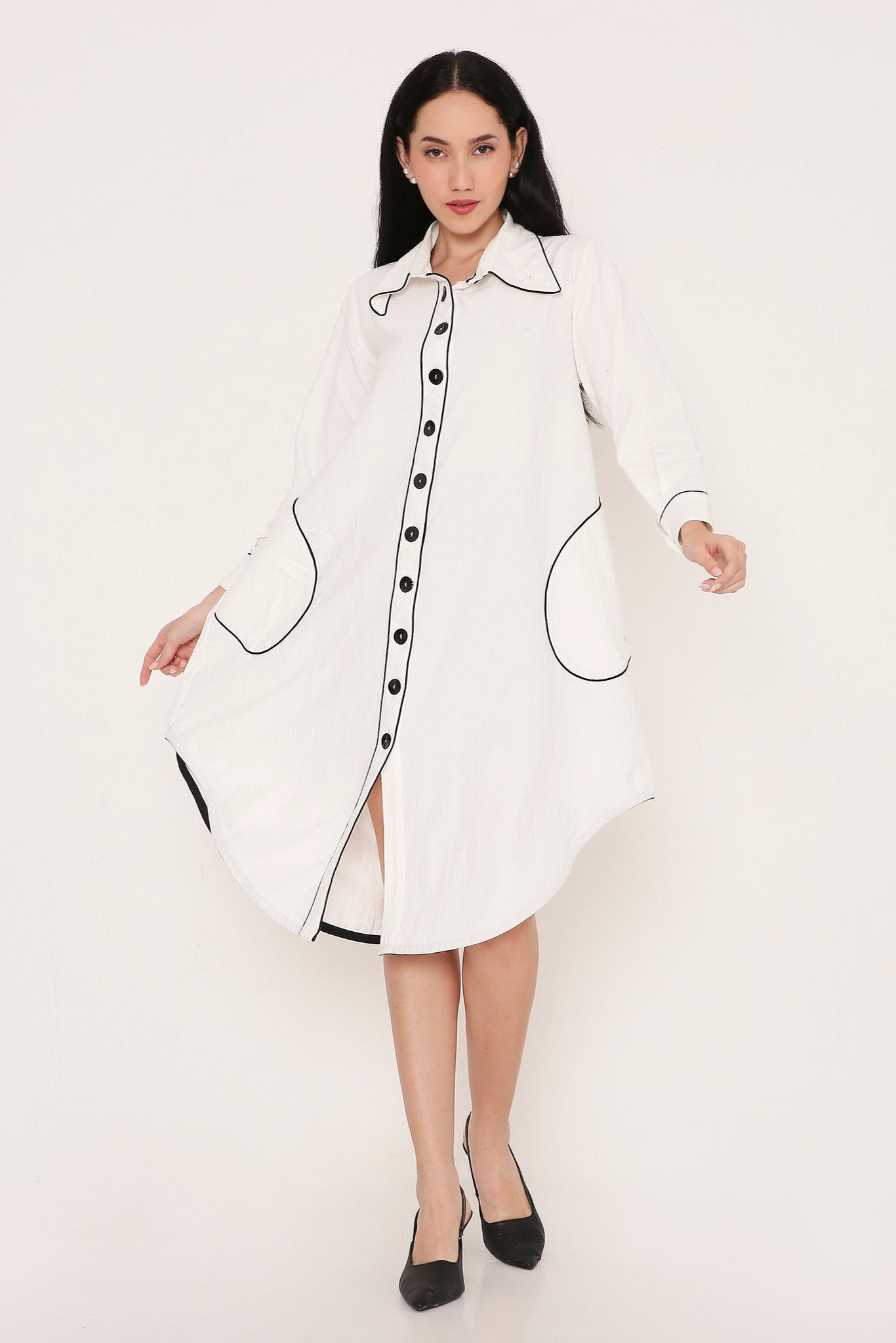 Oversized Stitch Detail Shirt Dress
