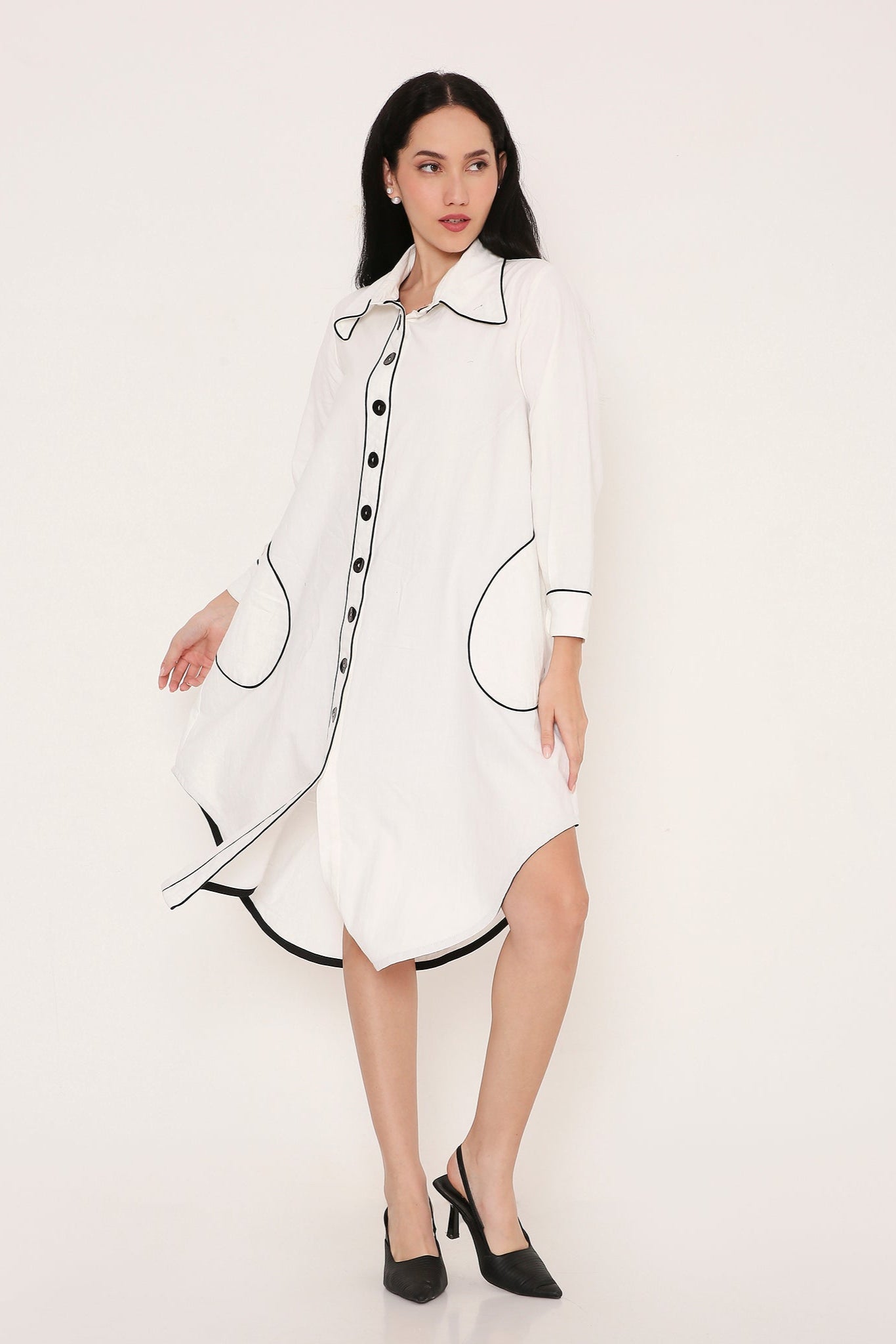Oversized Stitch Detail Shirt Dress