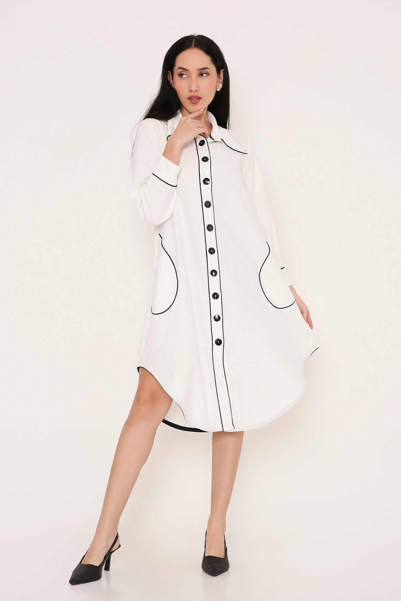 Oversized Stitch Detail Shirt Dress