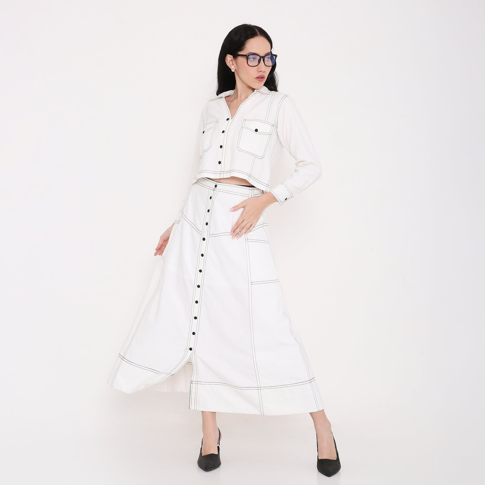 Linear Flow Maxi Skirt