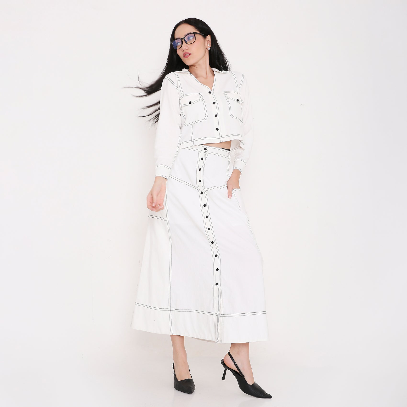 Linear Flow Maxi Skirt