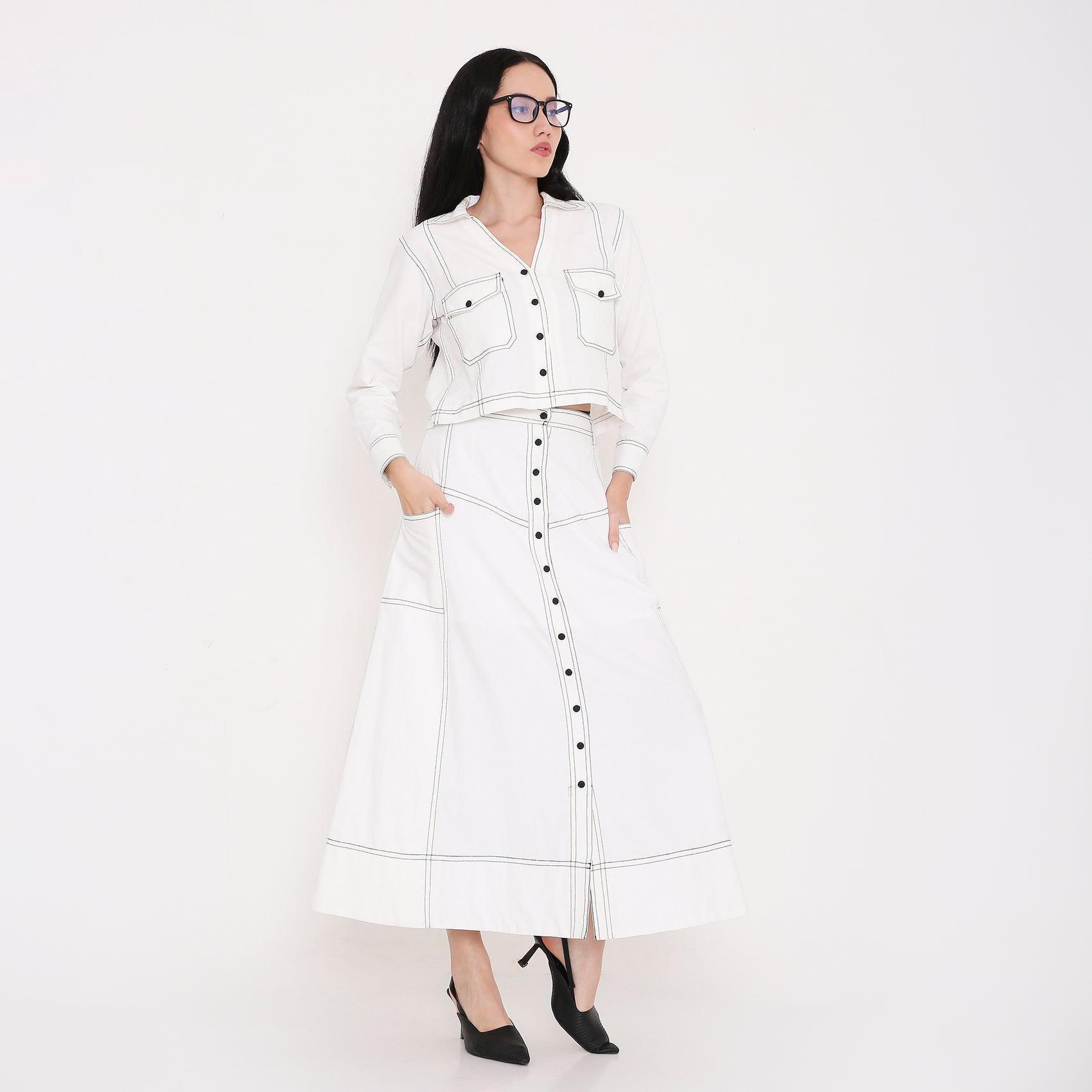 Linear Flow Maxi Skirt