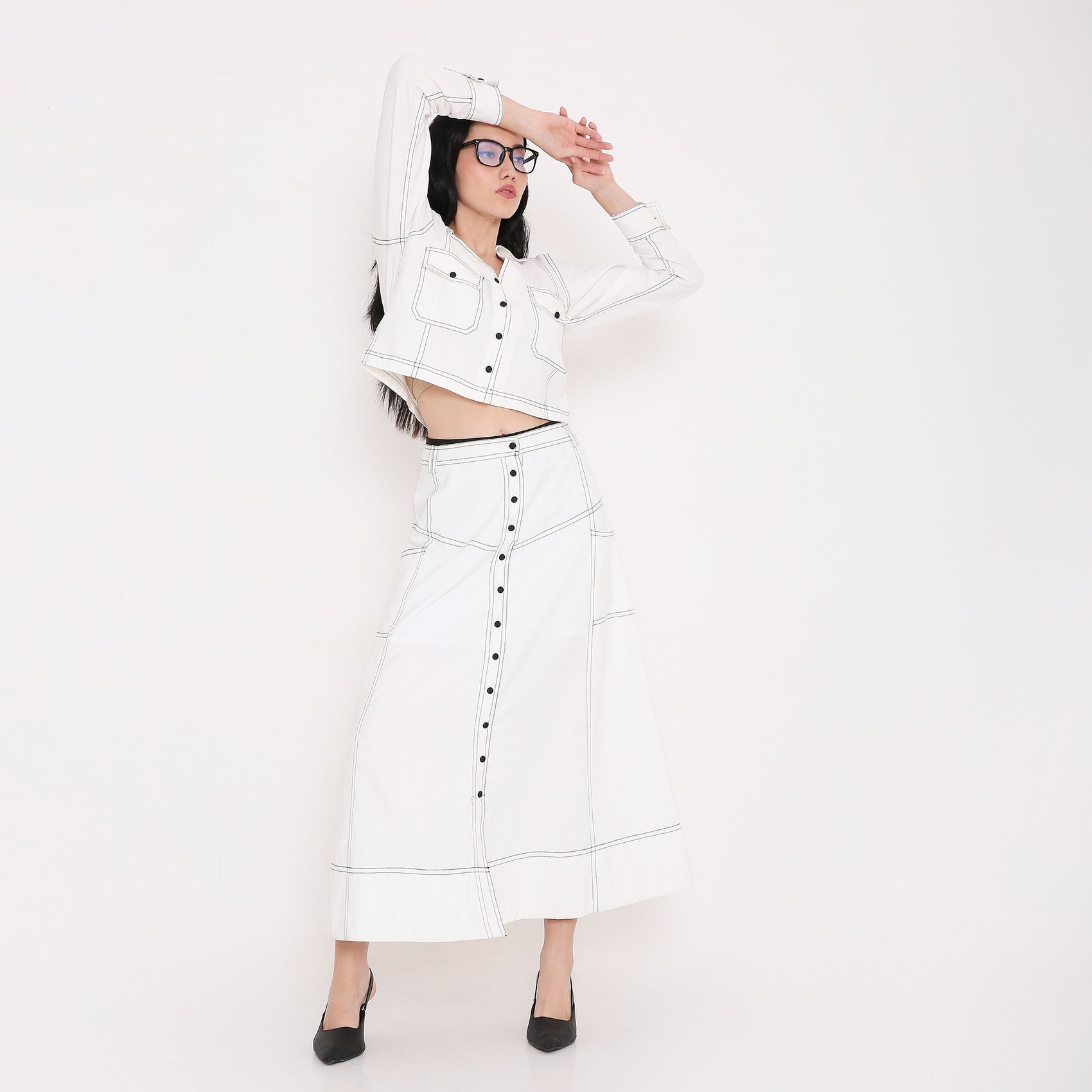 Linear Flow Maxi Skirt