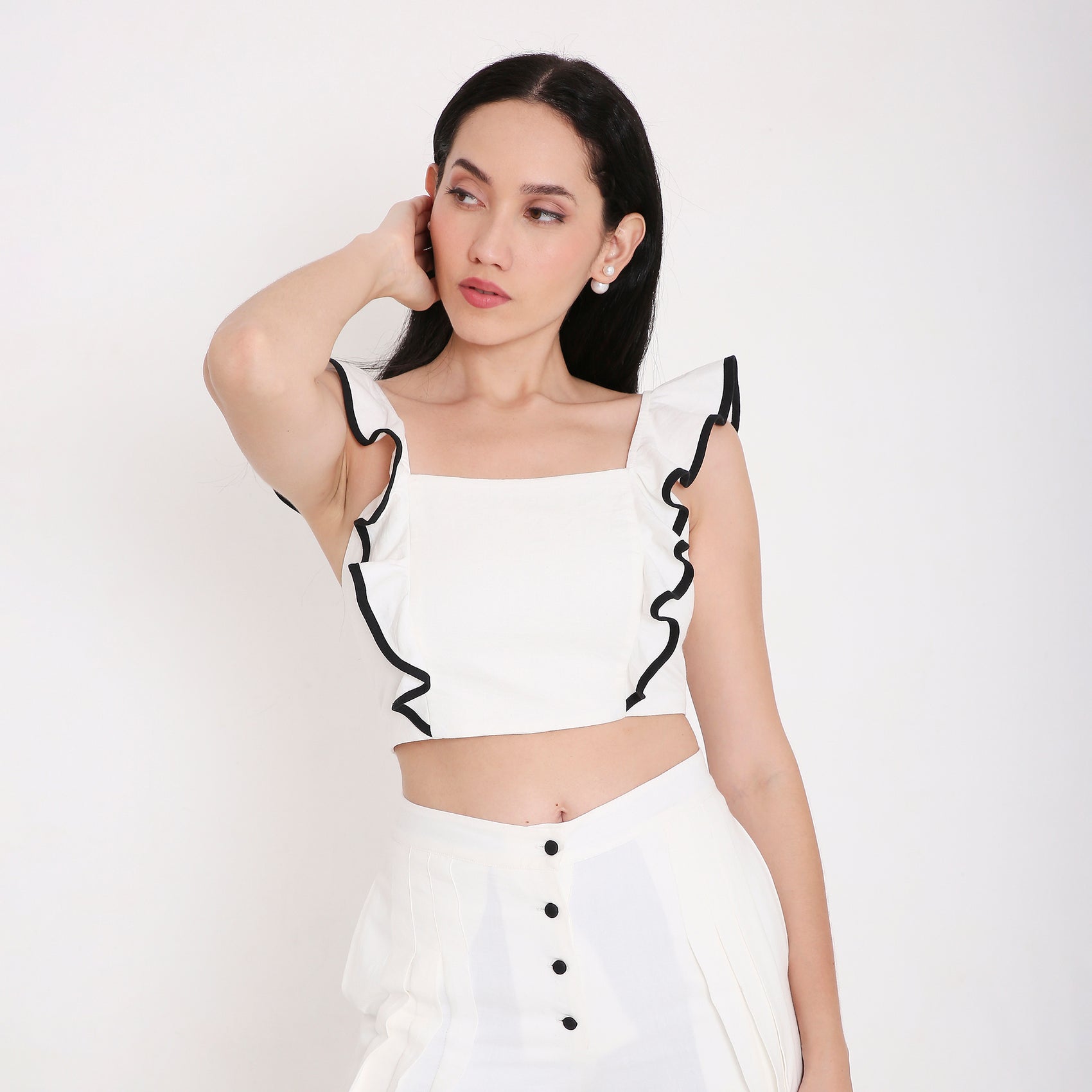 Contrast Frill Strap Top