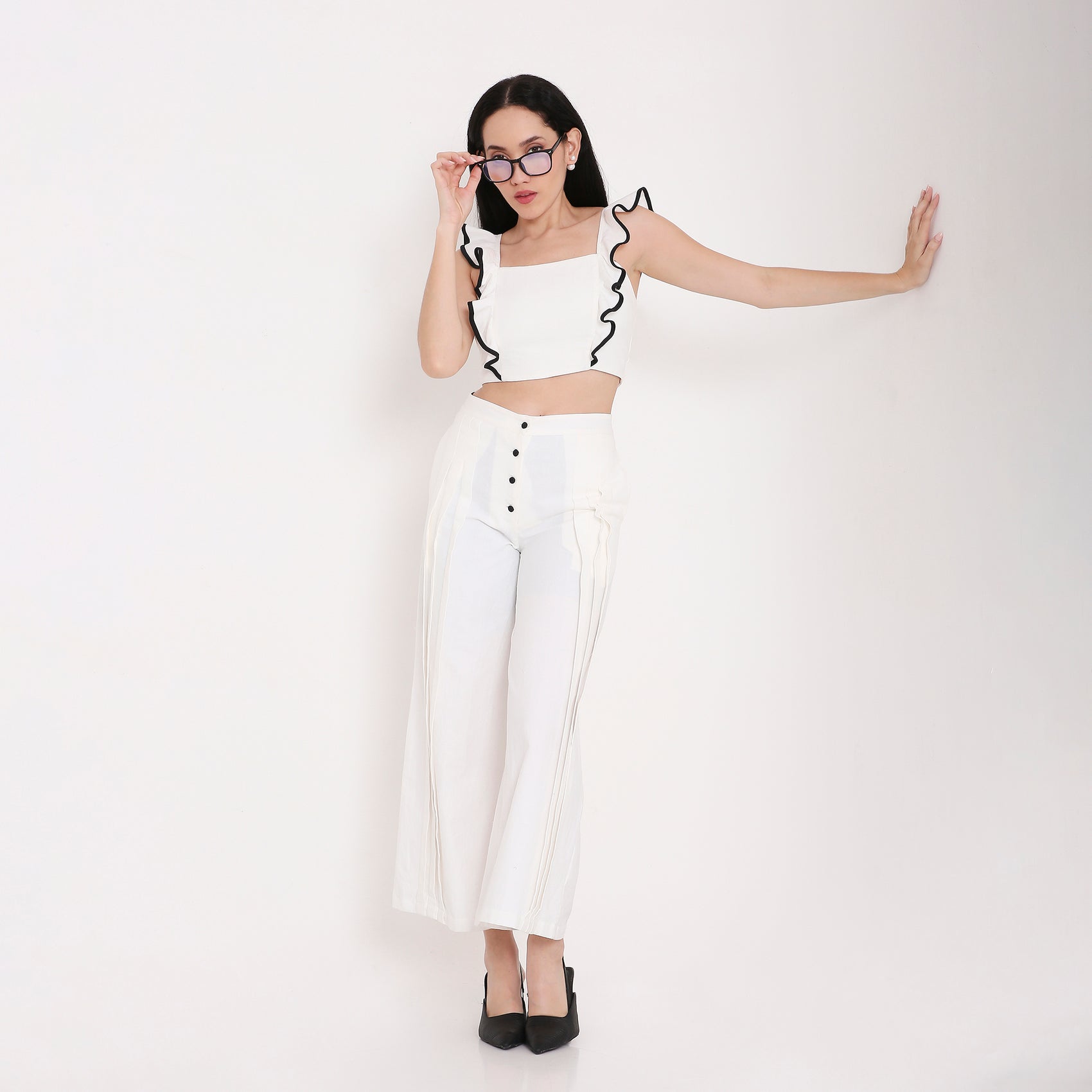 Contrast Frill Strap Top