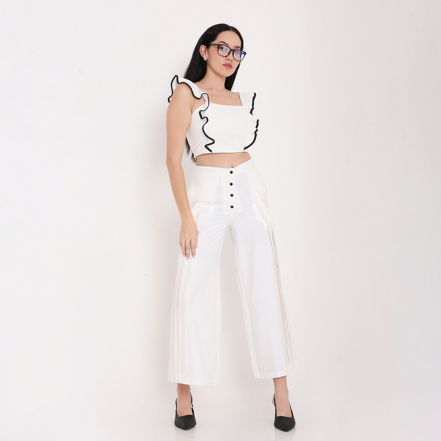 Contrast Frill Strap Top