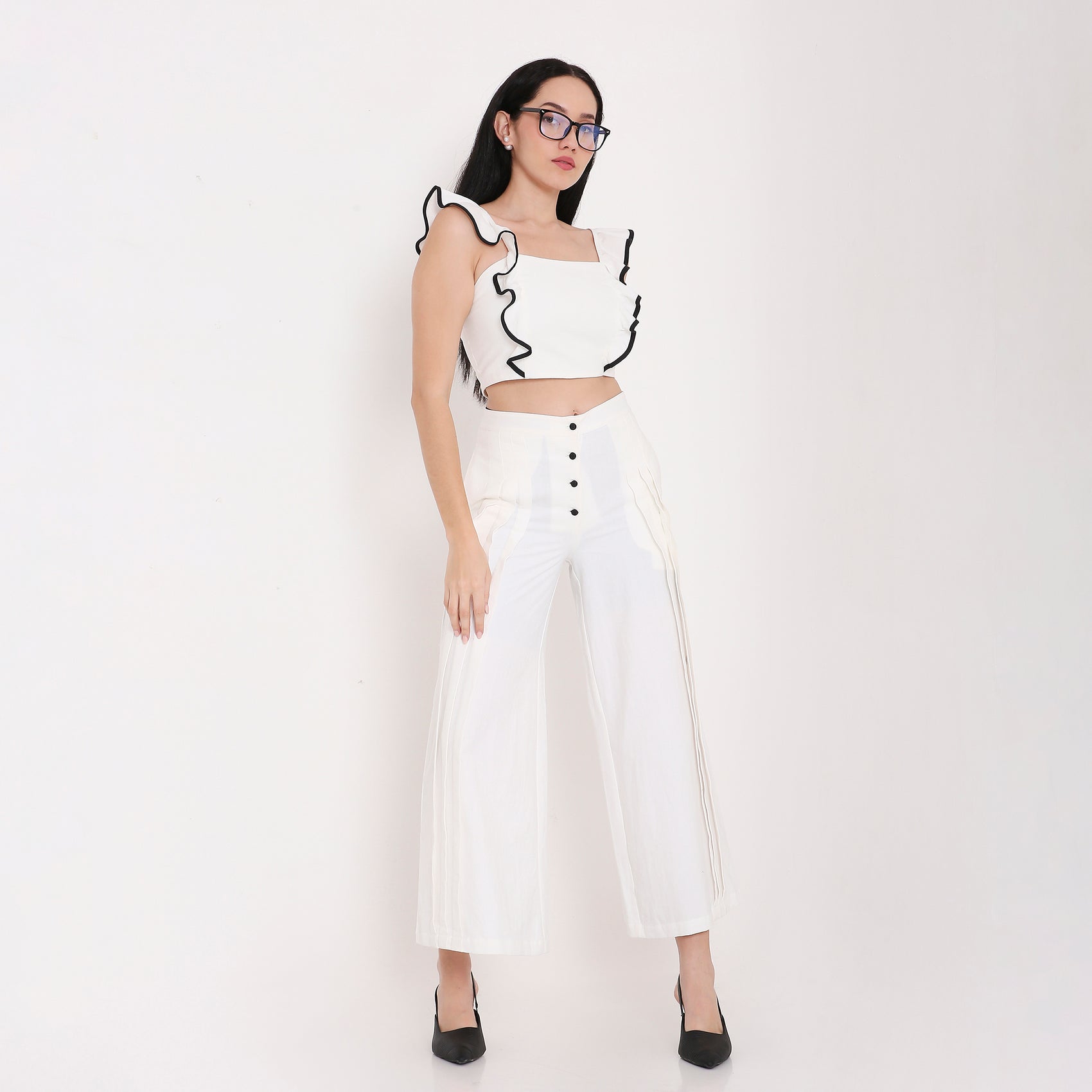 Contrast Frill Strap Top