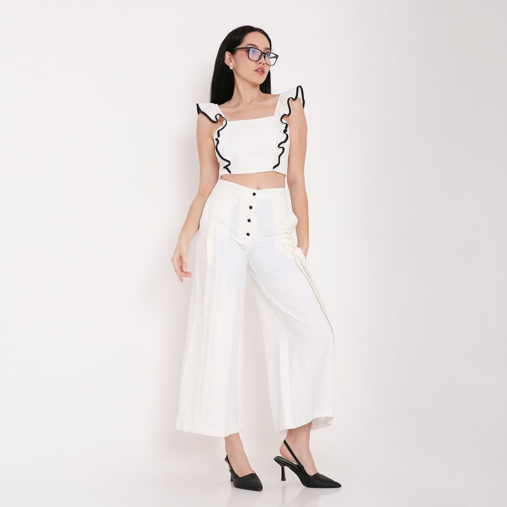 Contrast Frill Strap Top