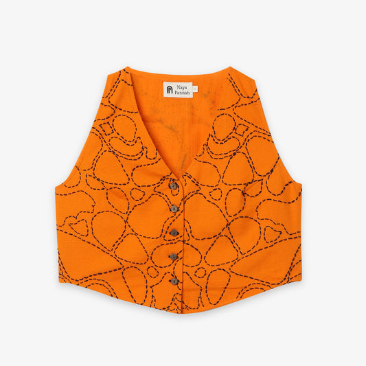 Embroidered Cotton Kantha Vest