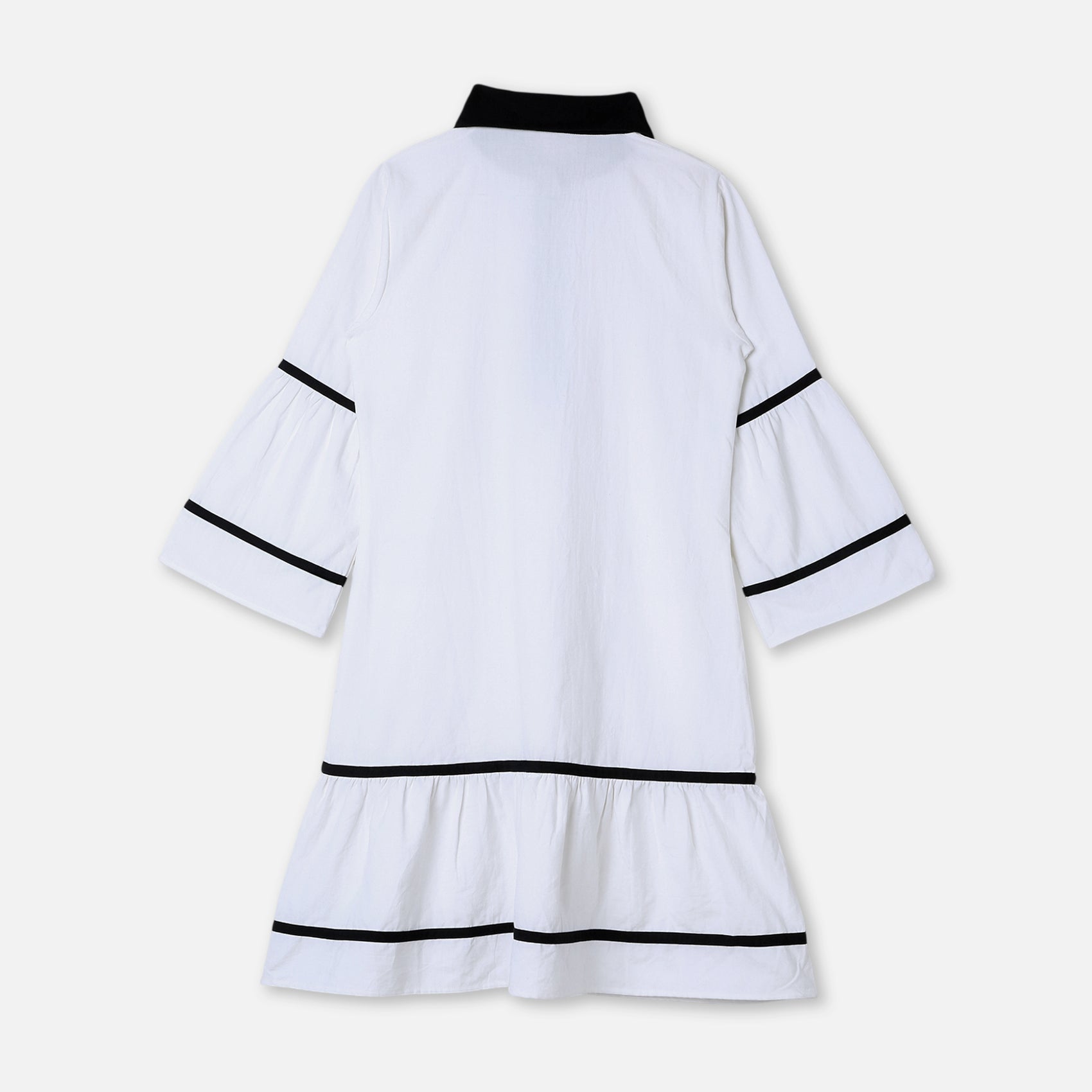 POP-COLLAR MONOCHROME MIDI DRESS