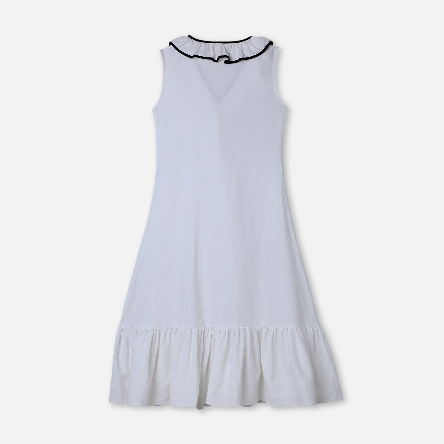 Contrast Frill Panelled Midi Dress