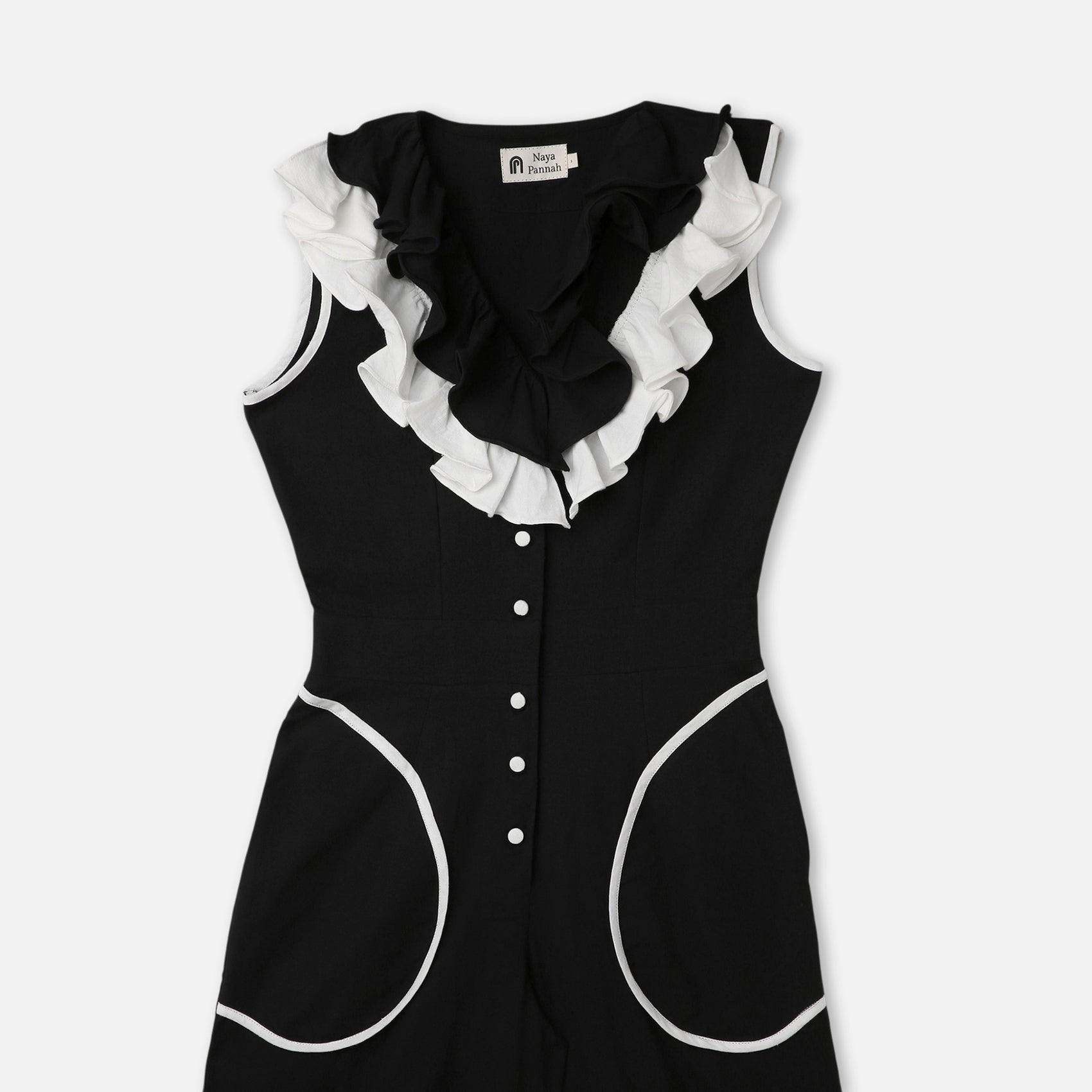 Two-Tone Ruffle Trim Jumpsuit