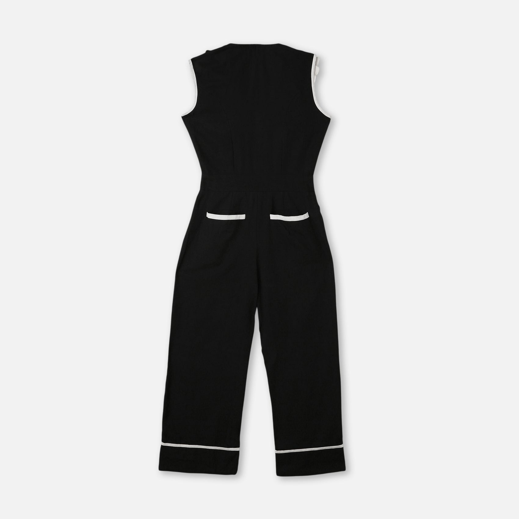Two-Tone Ruffle Trim Jumpsuit