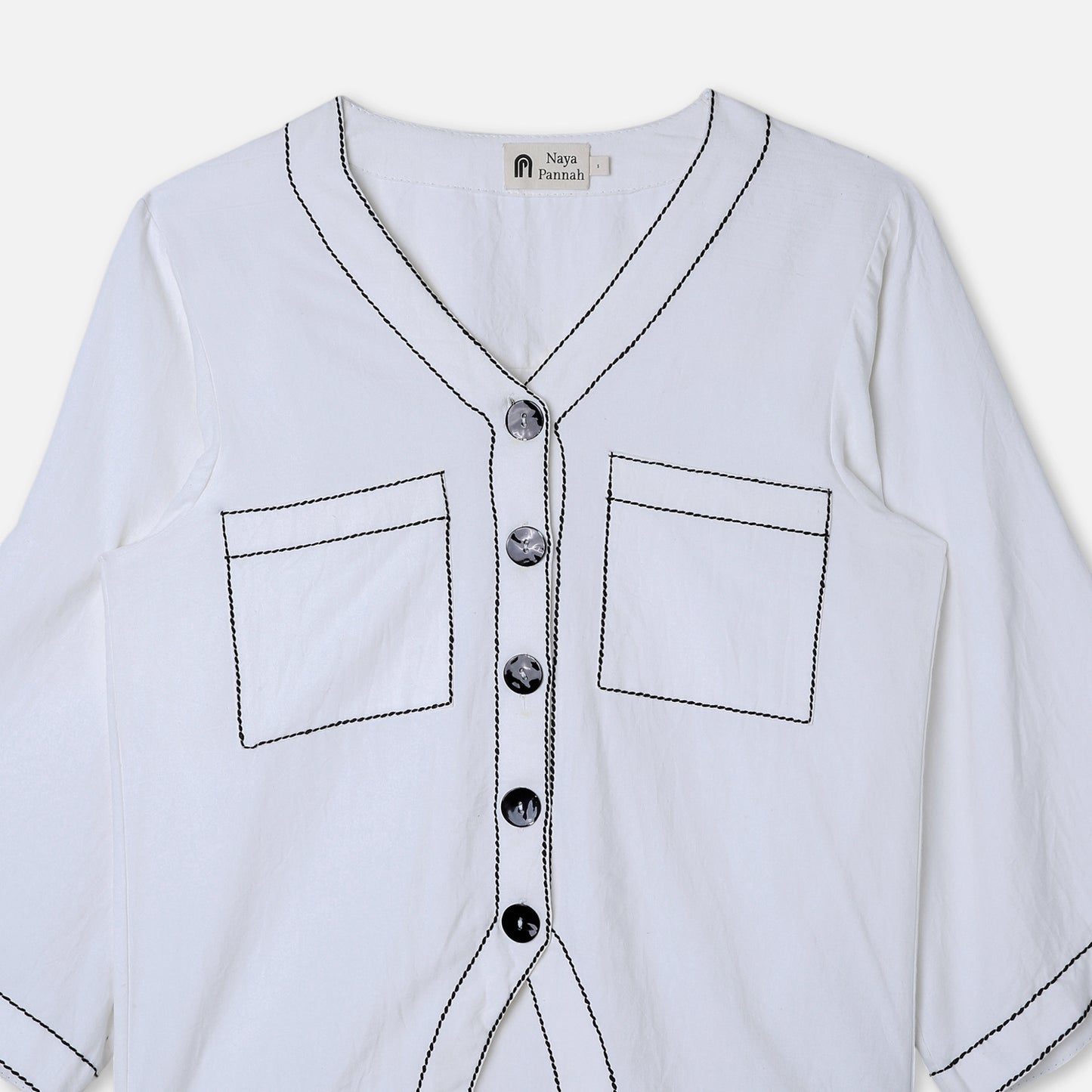 Box Stitch Flared Sleeve Shirt