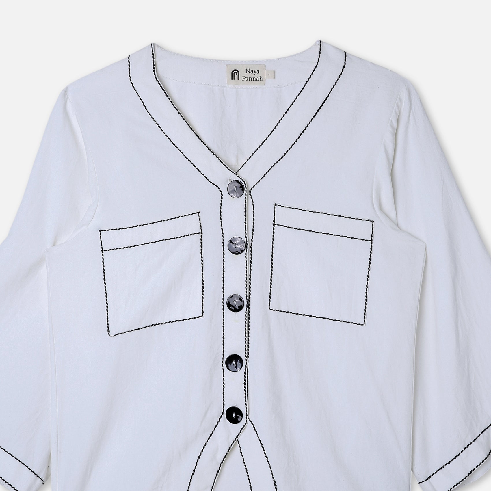 Box Stitch Flared Sleeve Shirt