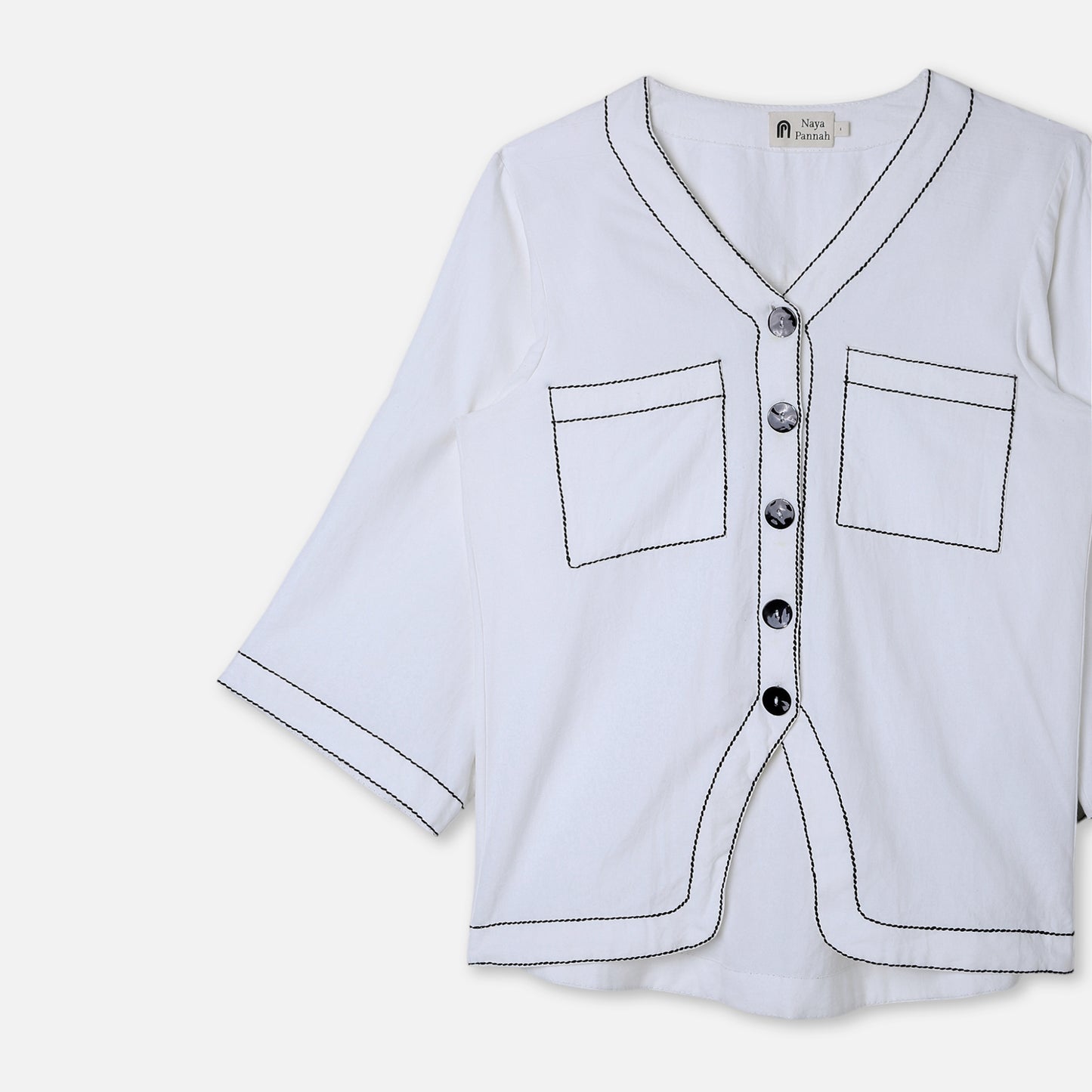 Box Stitch Flared Sleeve Shirt