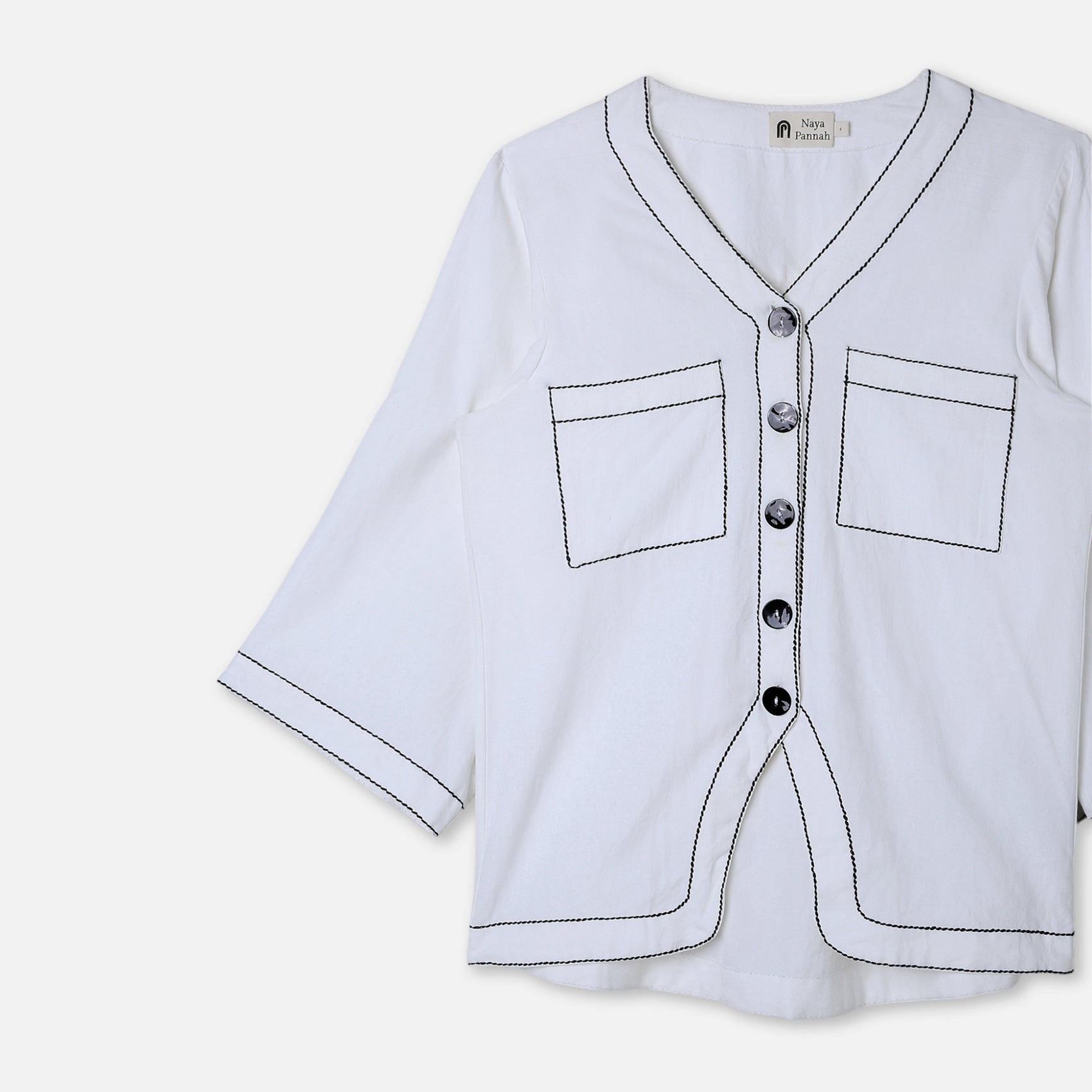 Box Stitch Flared Sleeve Shirt