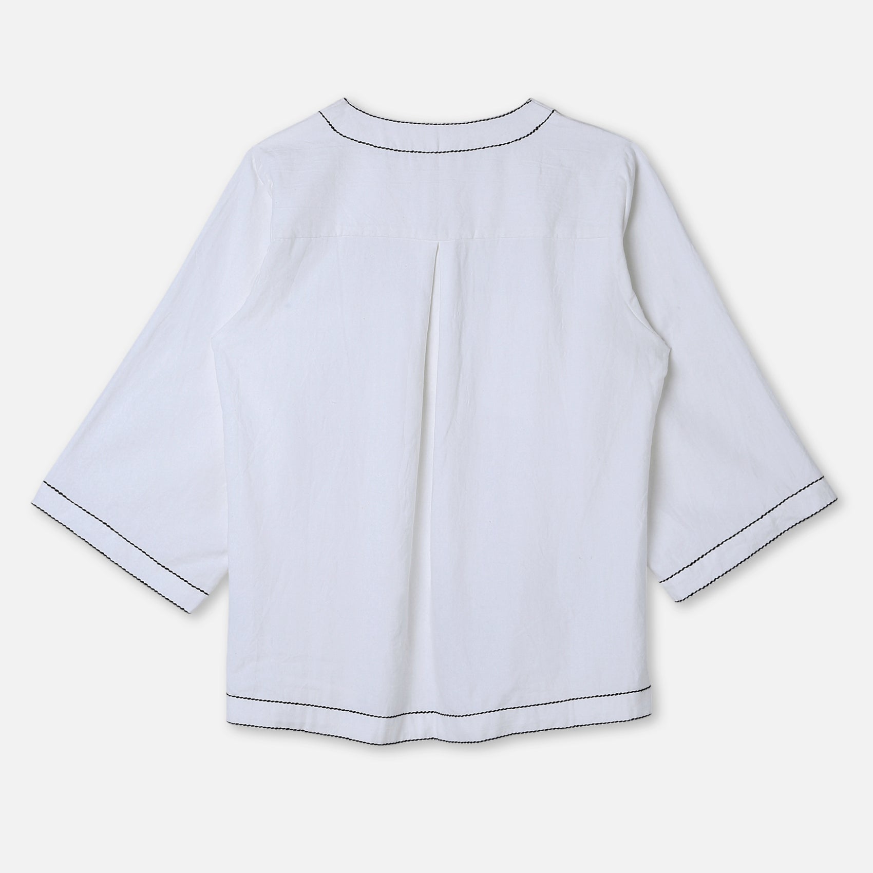 Box Stitch Flared Sleeve Shirt