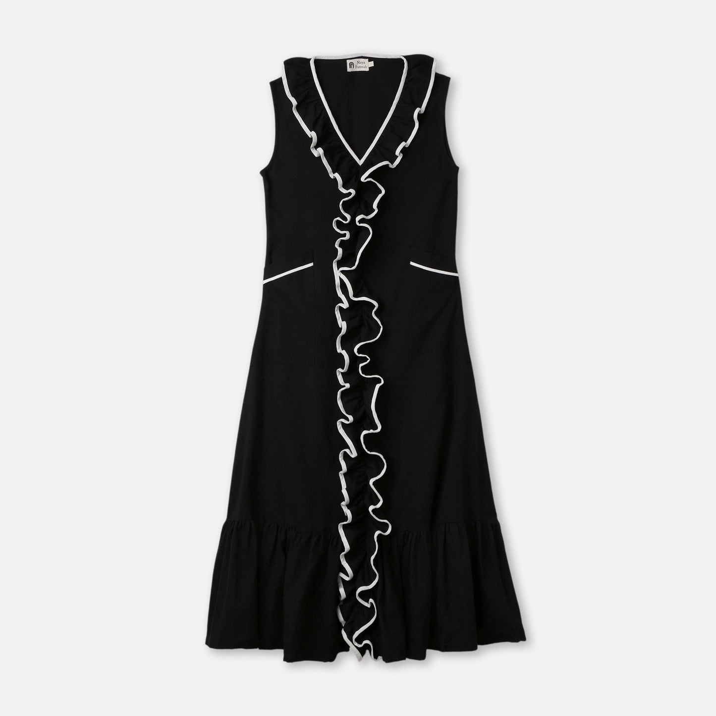 LONG RUFFLE MIDI DRESS