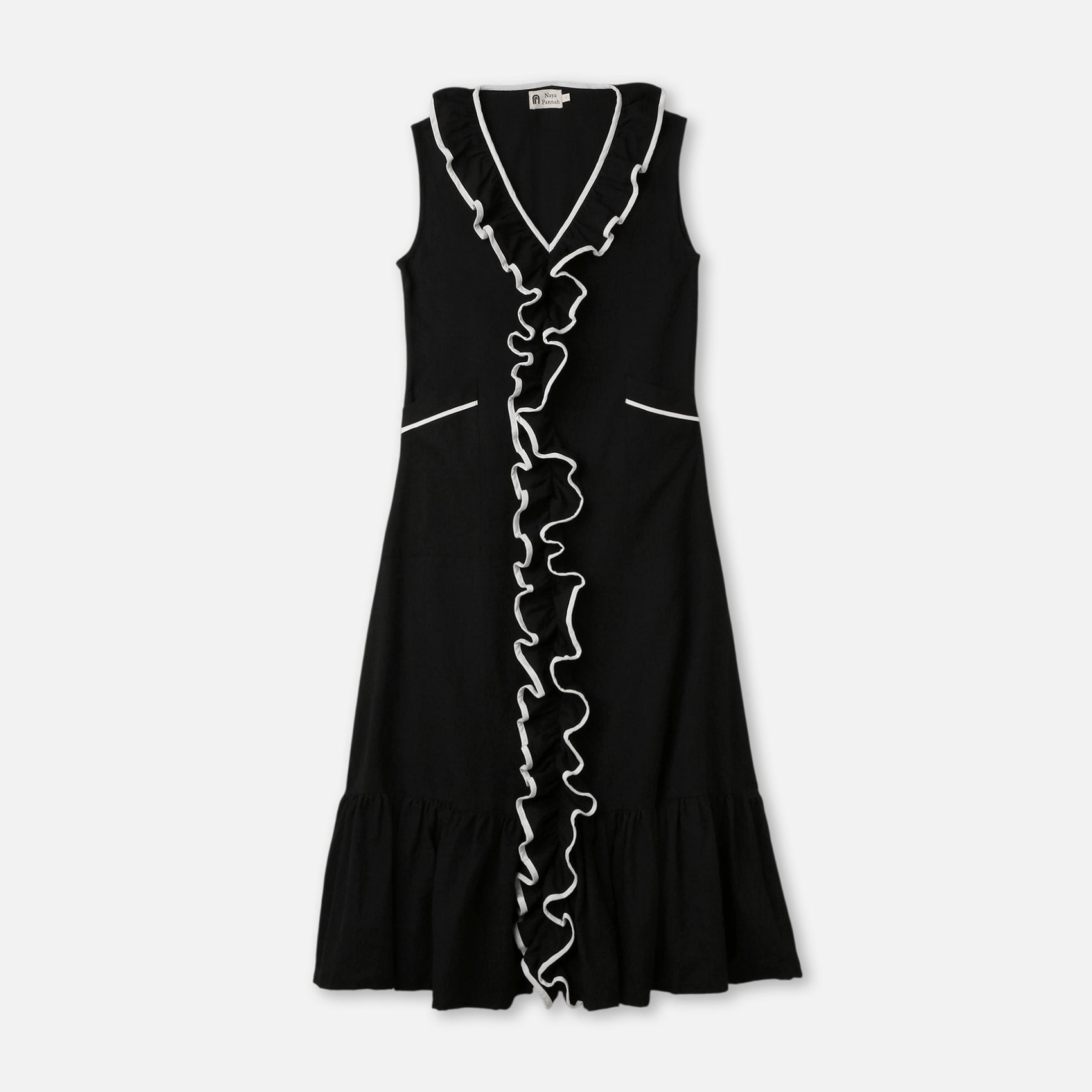 LONG RUFFLE MIDI DRESS