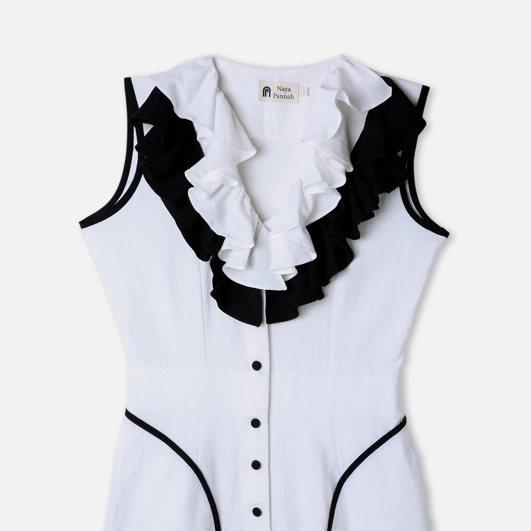 Ruffle-Edge Contrast Jumpsuit