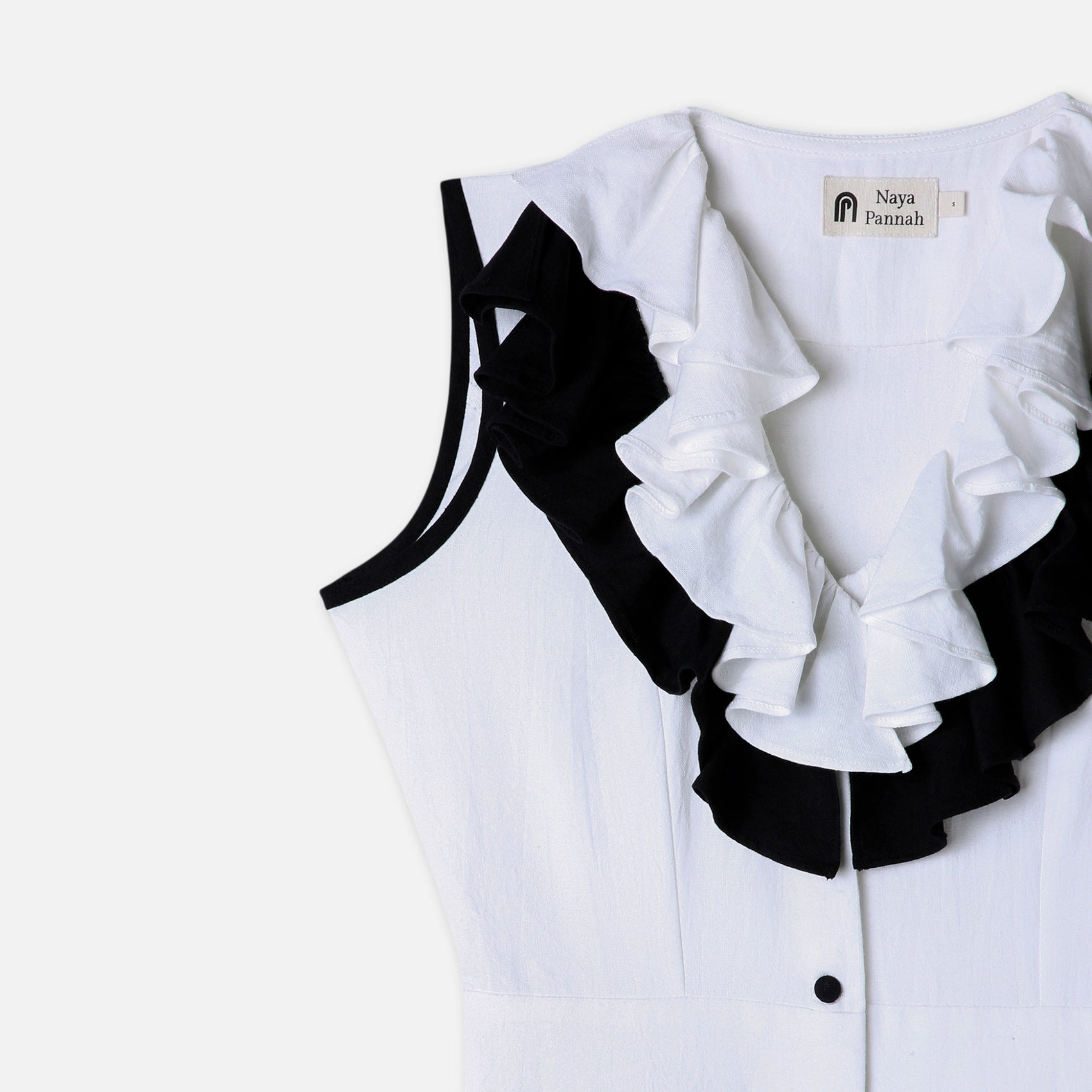 Ruffle-Edge Contrast Jumpsuit